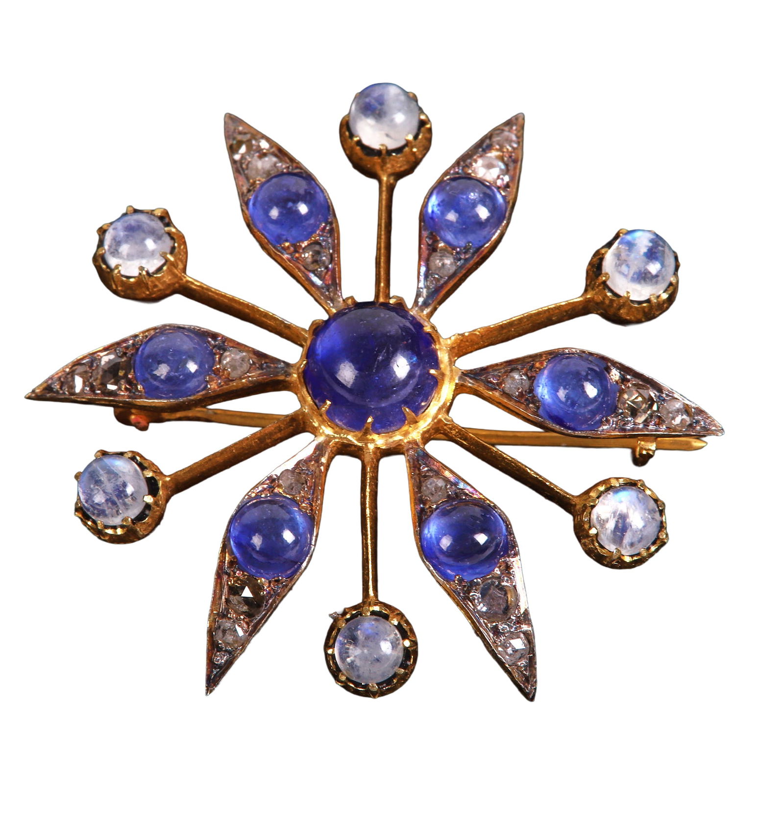 Sapphire, Moonstone & Diamond Vermeil Pendant (1 of 6)