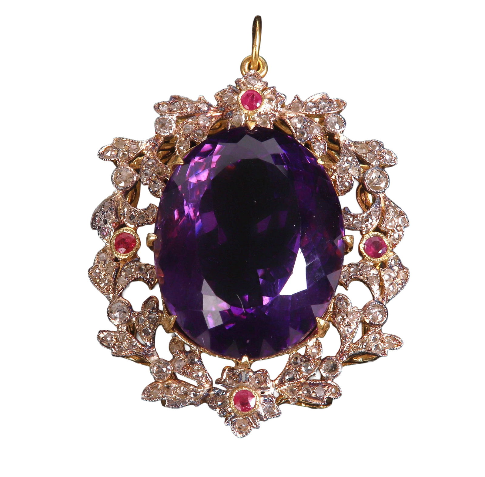 Gold Vermeil Diamond, Amethyst and Ruby Pendant (1 of 9)