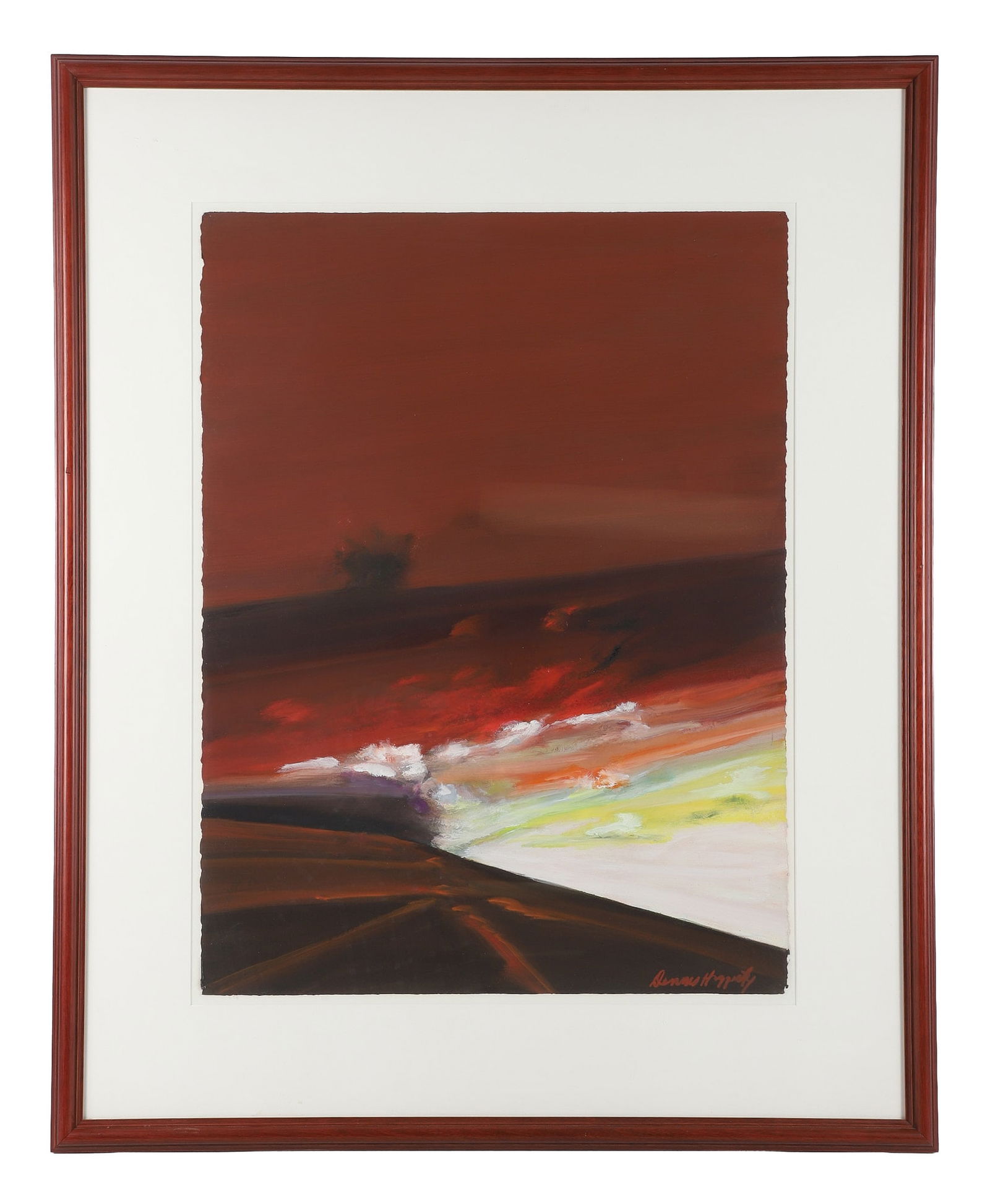 Dennis Haggerty (Pennsylvania, 20th C) Landscape: Color Field Abstract Landscape. Acrylic on paper. Framed under glass. Signed LRHC. Size: 42' H x 34" W, frame, 30" H x 22.5" W, sight.