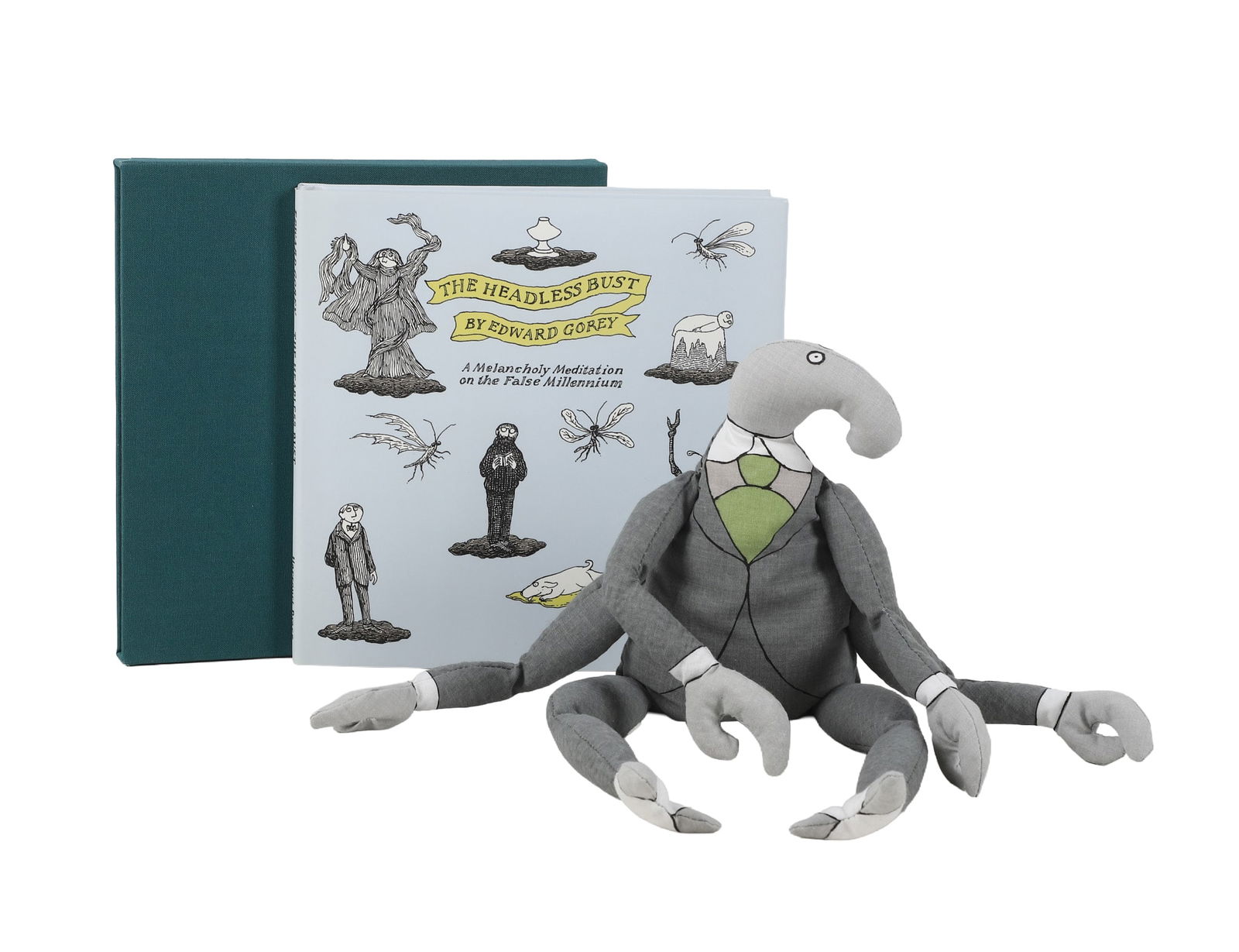 Edward Gorey, Headless Bust, Signed, Numbered: Edward Gorey (American, 20th C) "The Headless Bust: A Melancholy Meditation on the False Millennium." Special slipcase edition signed and number 103/750 accompanied with left-facing Bahhum Bug. Size: