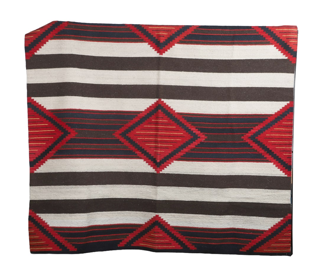 Navajo Third Phase Chief's Blanket Style Rug: Navajo Third Phase Chief's Blanket Style Rug, stepped diamonds, mid 20th c., approx. 58" x 67".