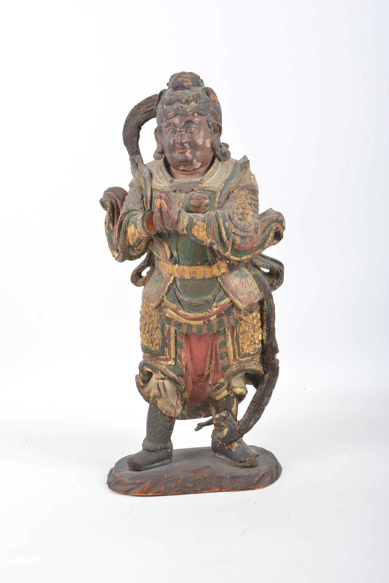 Antique Chinese Figural Carved Wood Weituo (1 of 11)