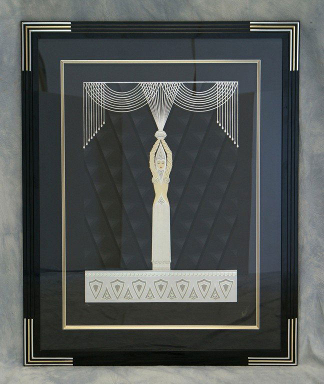 Erté, Romain de Tirtoff (23 November 1892 – 21 April: Erté, Romain de Tirtoff (23 November 1892 – 21 April 1990) Russian-French, Serigraph, "Pearls and Diamonds", pencil signed and numbered 165/300, black lacquer framed and matted, sight size 28-1/2"