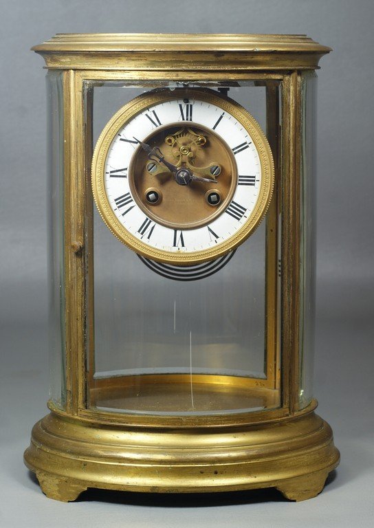 Oval French crystal regulator, J Marti movement w/open: Oval French crystal regulator, J Marti movement w/open escapement, no pendulum, dial marked Bailey, Banks, and Biddle, flaking and a slight hairline at 6 o'clock, winds, runs, and strikes, needs an ho