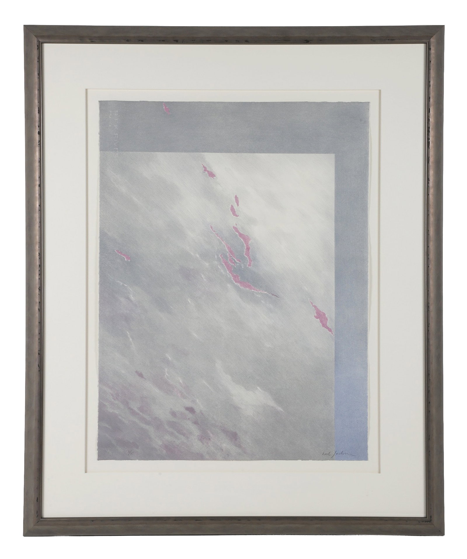 Jackson, Herb (American b. 1945): Herb Jackson American b. 1945 Untitled Lithograph in Colors Of an edition, numbered 3/75. Signed in pencil, lower right hand corner. Framed under glass. Image Height: 30 in, Image Width: 22 1/4 in,