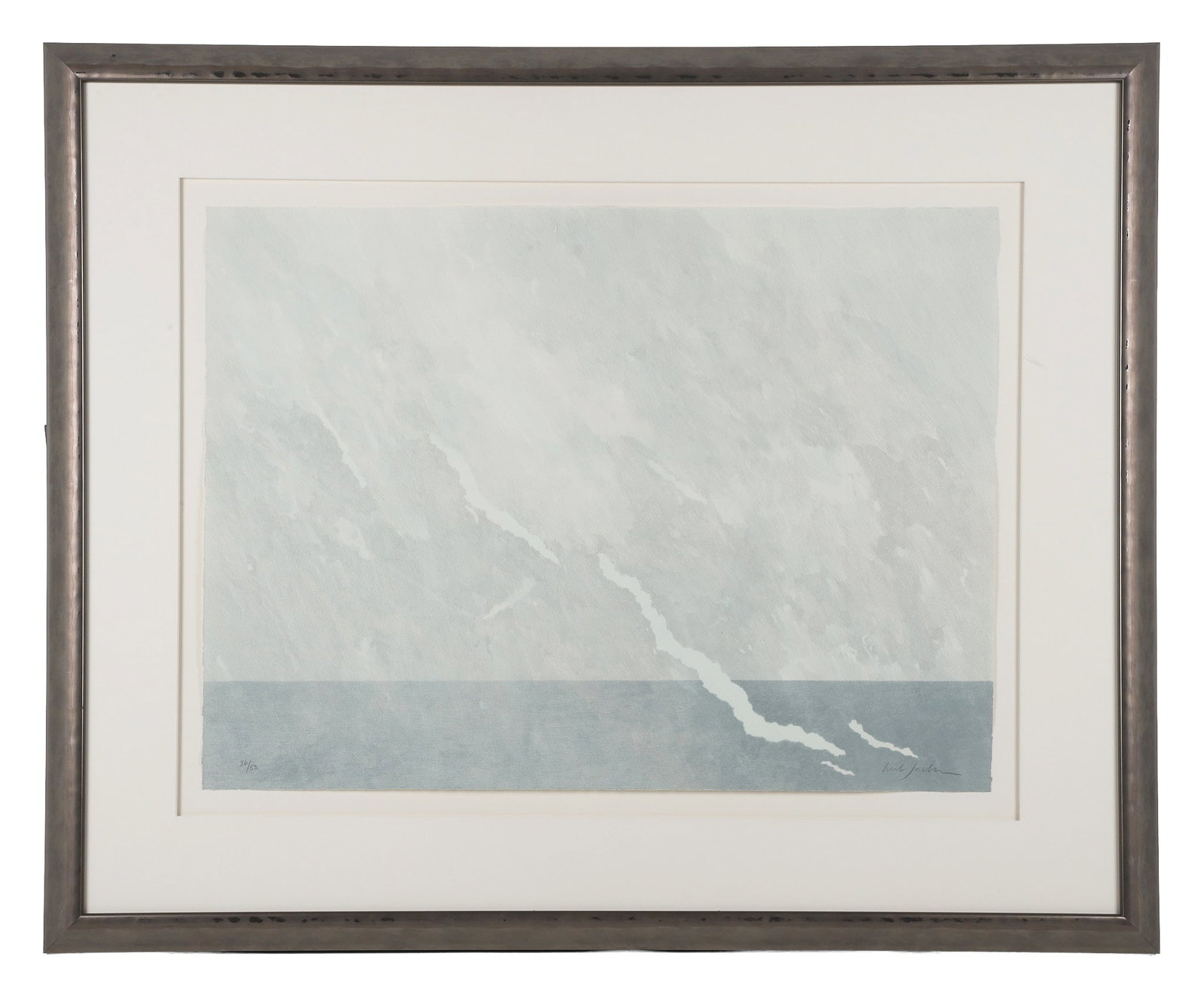 Jackson, Herb (American b. 1945): Herb Jackson American b. 1945 Untitled Lithograph Abstract. Of an edition, numbered 36/50. Signed in pencil, lower right hand corner. Framed under glass. Image Height: 76.2000 cm, Image Width: 30 in, 