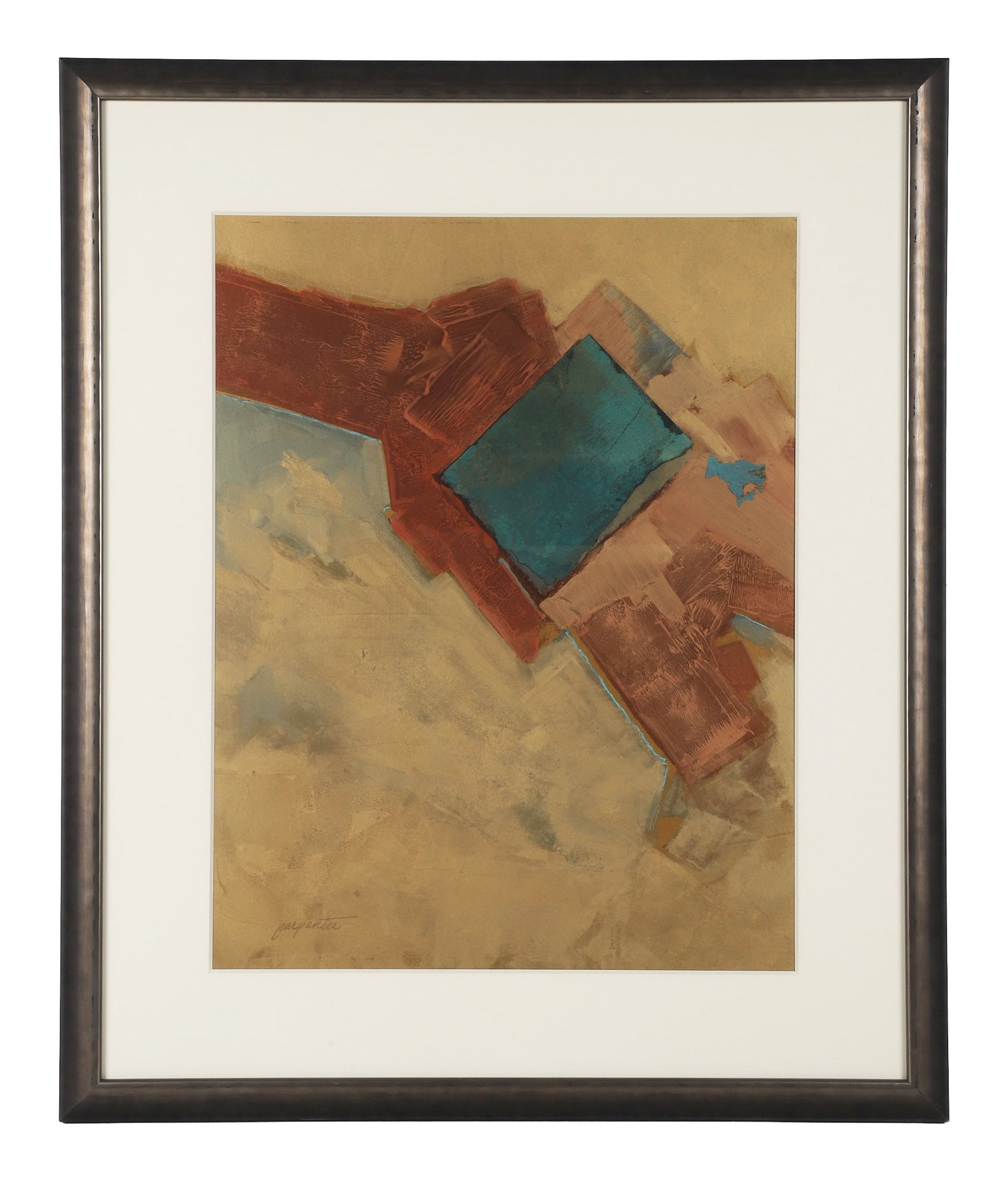 Carpenter Untitled Oil on board: Carpenter Untitled Oil on board Abstract attributed to Ian Carpenter. Signed lower left hand corner. Image Height: 27 3/4 in, Image Width: 21 1/2 in, Framed Height: 37 in, Framed Width: 31 in