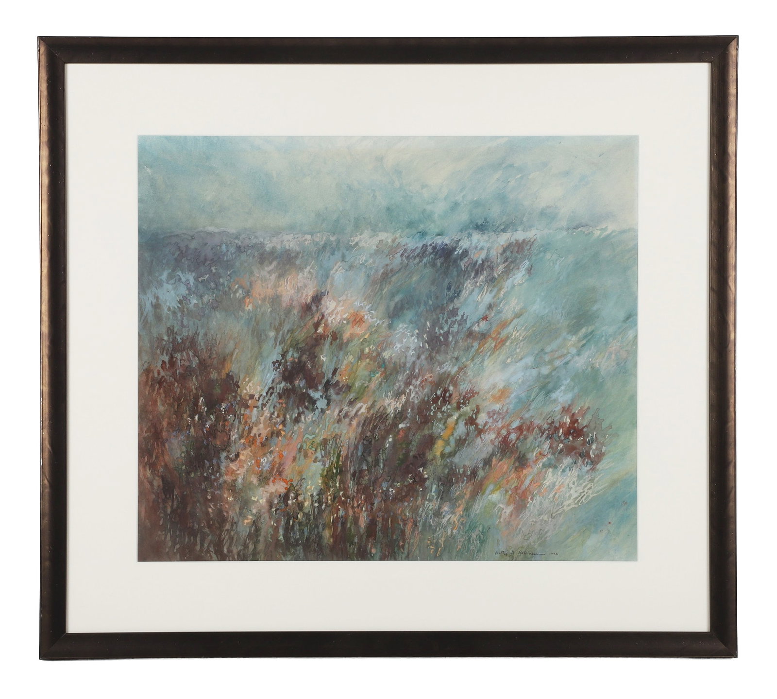 Robinson, Betty Hefner (American 1928-2008): Betty Hefner Robinson American 1928-2008 Field, 1983 Watercolor Signed lower right hand corner. Framed under glass. Image Height: 20 1/4 in, Image Width: 23 1/2 in, Framed Height: 28 1/8 in, Framed
