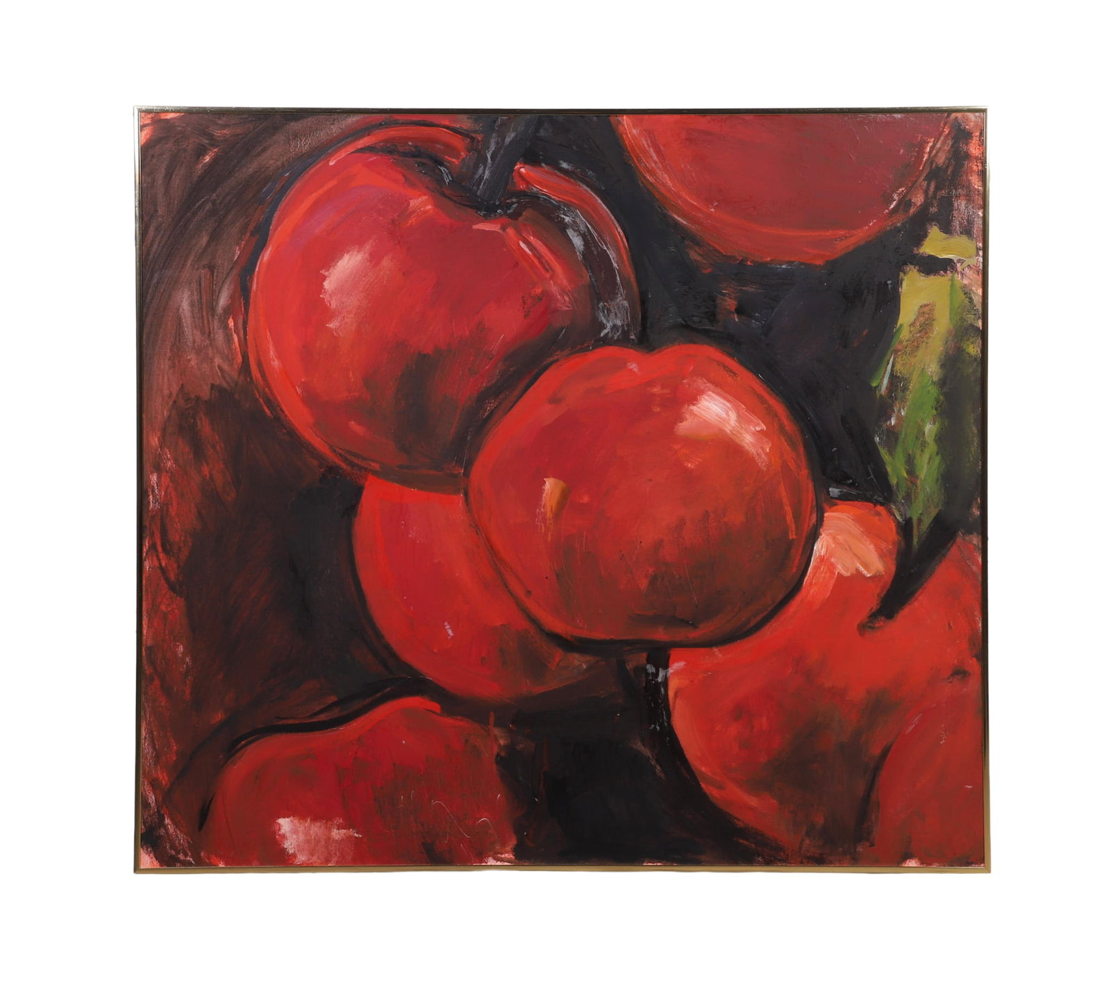 Unknown, Artist: Artist Unknown Untitled Still Life of Fruit Oil on canvas Colorful red cherries. Image Height: 36 in, Image Width: 40 in, Framed Height: 36 in, Framed Width: 40 in