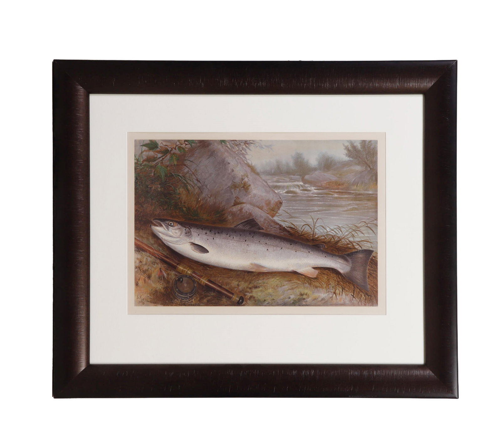 Kilbourne, Samuel A.: Samuel A. Kilbourne Atlantic Salmon" After Kilbourne, 19th C. Chromolithograph Originally published in the 1879 book Game Fishes of the United States. Bearing facsimile signature, lower left hand