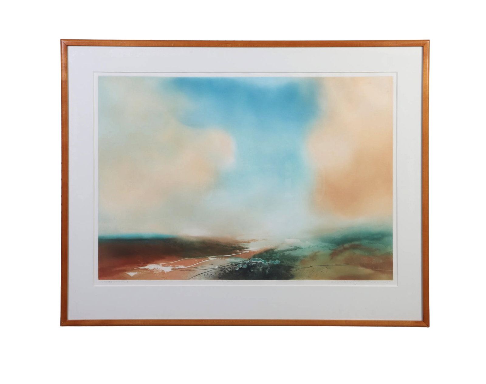 Maxon, John Gautam (American b. 1947): John Gautam Maxon American b. 1947 Release, 1987 Etching Artist Proof X. Pencil signed. Framed under glass. Image Height: 34 in, Image Width: 43 in