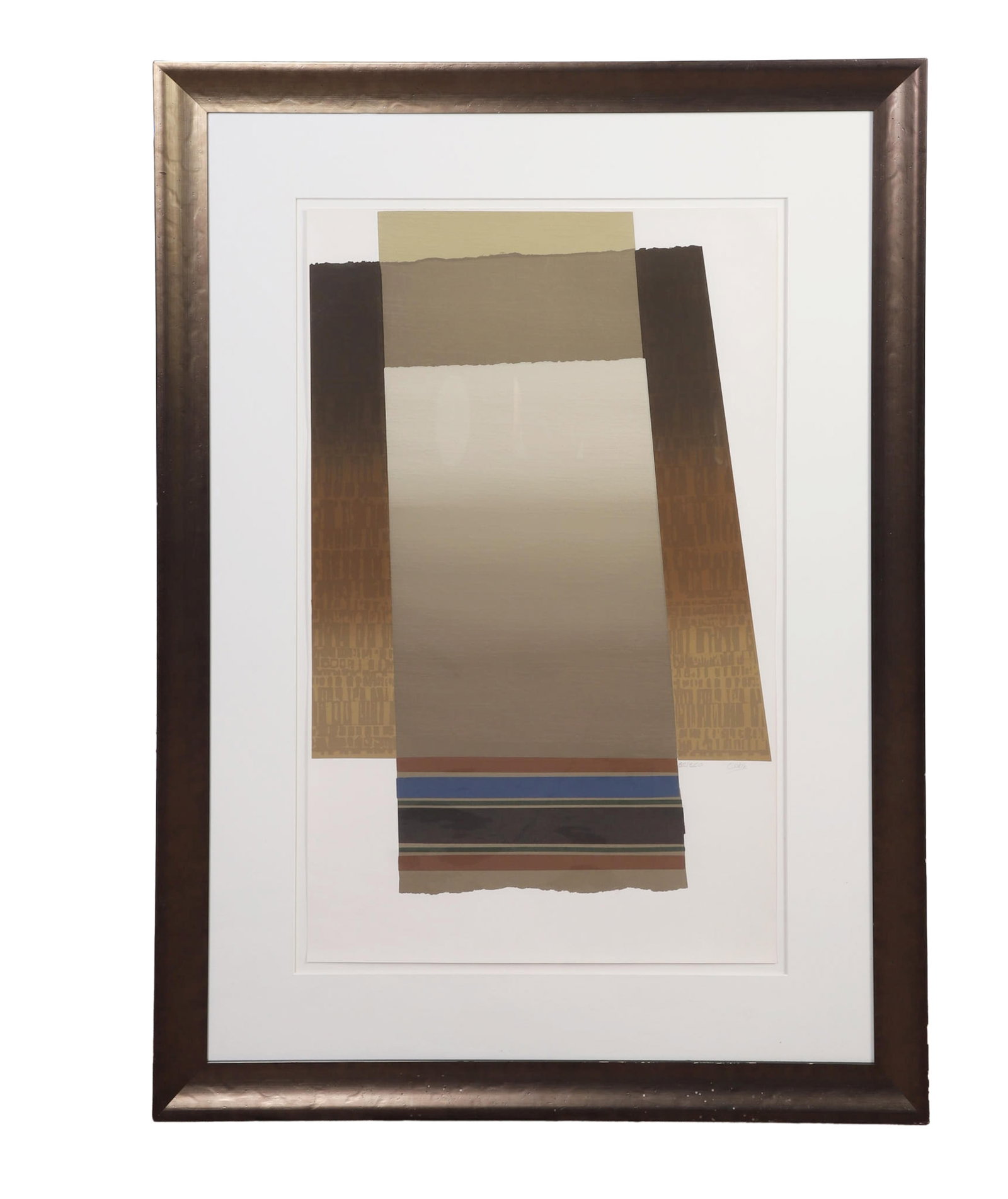 Cobb, Michael: Michael Cobb Untitled (Color Block Composition) Screenprint with embossing, 82/220 Signed on middle right in pencil. Framed under glass. Image Height: 38 1/8 in, Image Width: 23 1/2 in, Framed