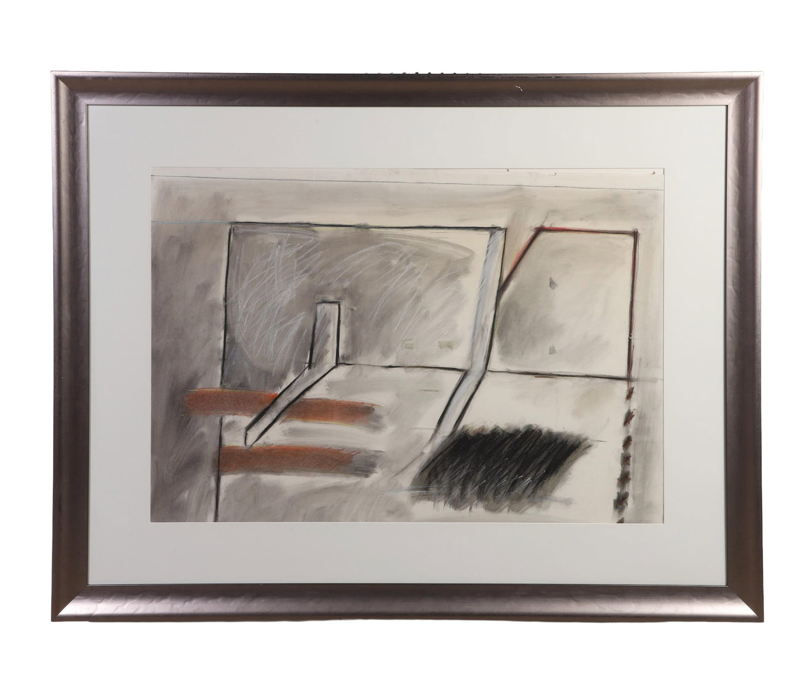 Unknown, Artist: Artist Unknown Mixed Media Abstract Composition Charcoal and pastel on paper Framed under glass. Image Height: 28 in, Image Width: 40 in, Framed Height: 42 3/8 in, Framed Width: 54 1/2 in