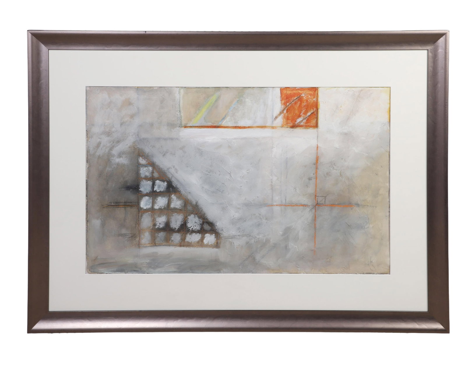 Unknown, Artist: Artist Unknown Mixed Media Abstract Composition Oil and sand on paper Framed under glass. Image Height: 25 in, Image Width: 40 1/4 in, Framed Height: 39 5/8 in, Framed Width: 55 in