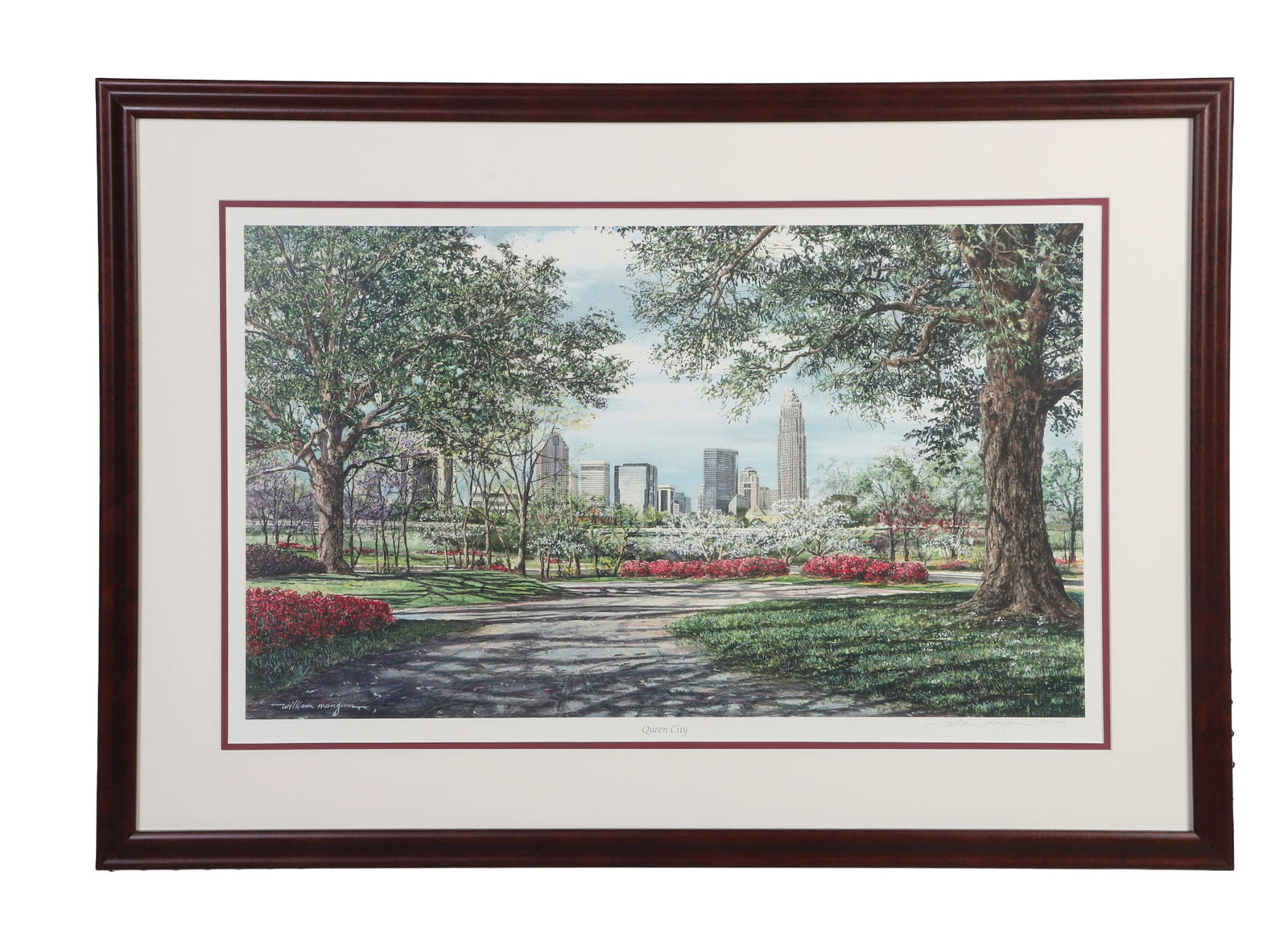 Mangum, William (American 20th C): William Mangum American 20th C Queen City, 1996 Lithograph Of an edition, numbered 165/750. Signature lower left. Framed under glass. Image Height: 17 in, Image Width: 28 in, Framed Height: 25 1/4