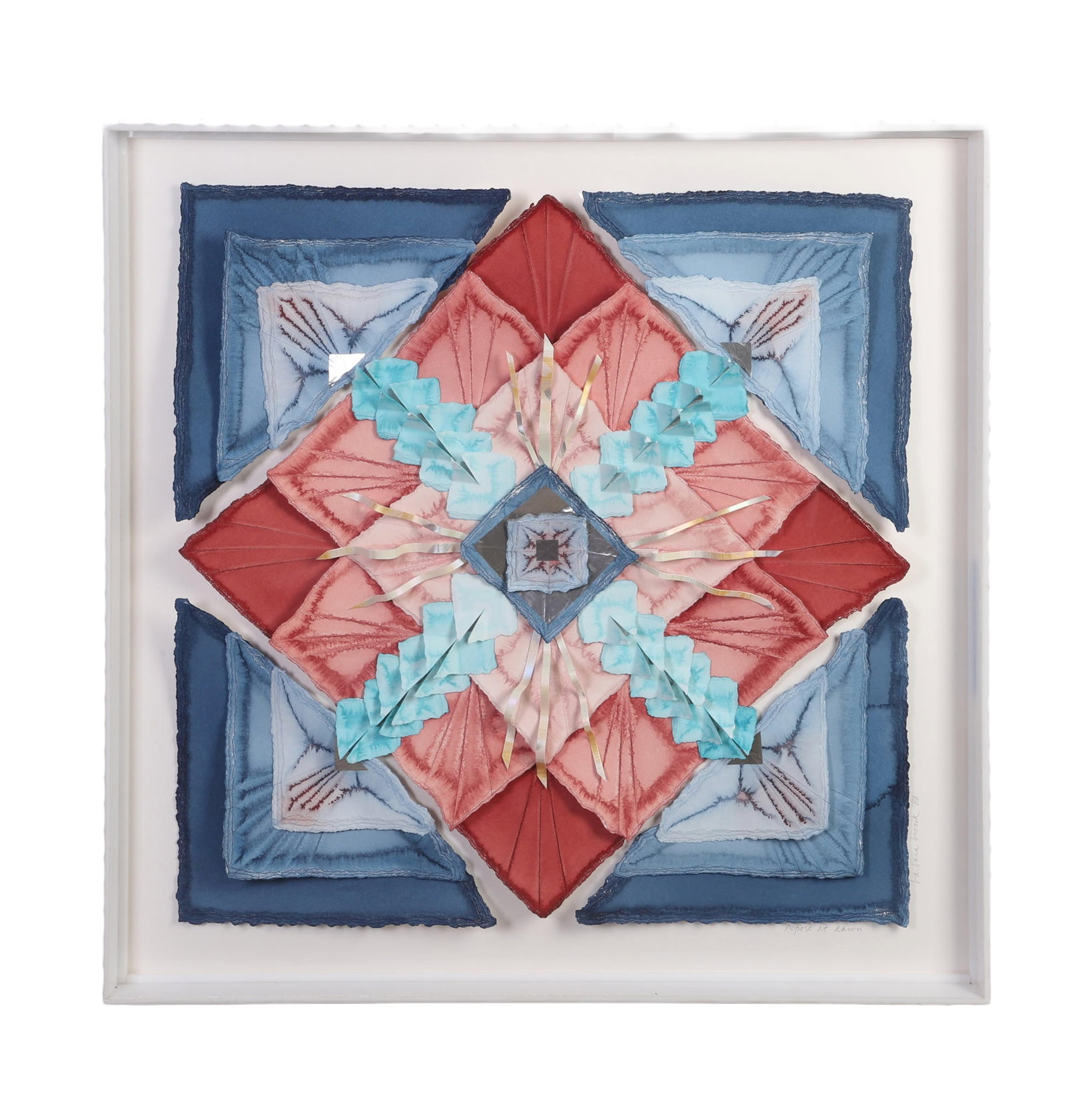 Brozik, Barbara (American 20th C): Barbara Brozik American 20th C Repose at Dawn, 1988 Mixed media paper sculpture Plexi box frame. Signed lower right. Sheet: 32.5" H x 32.5" W