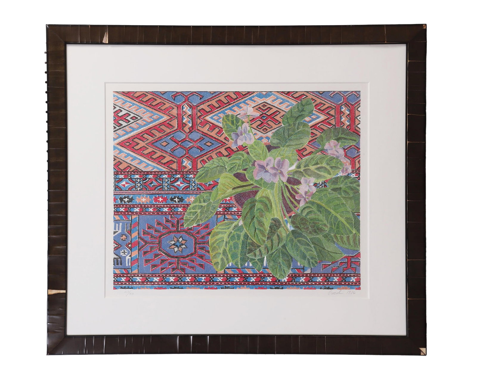 Grosch, Laura (American 20th C): Laura Grosch American 20th C African Violet, 1976 Lithograph Of an edition, numbered 23/50. Signed lower right. Framed under glass. Image Height: 22 in, Image Width: 30 in