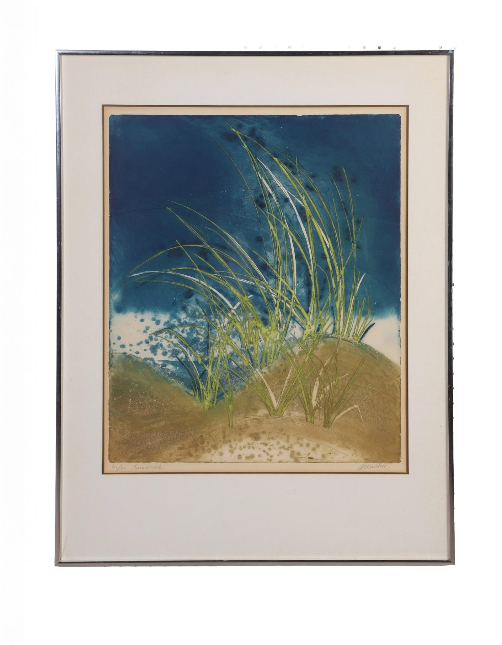 Walker, (20th / 21st C.): Walker 20th / 21st C. Barnstable Lithograph Colorful beach landscape of sea grasses. Presumably a scene from Barnstable, Mass. Of an edition, numbered 40/60. Signed lower right.