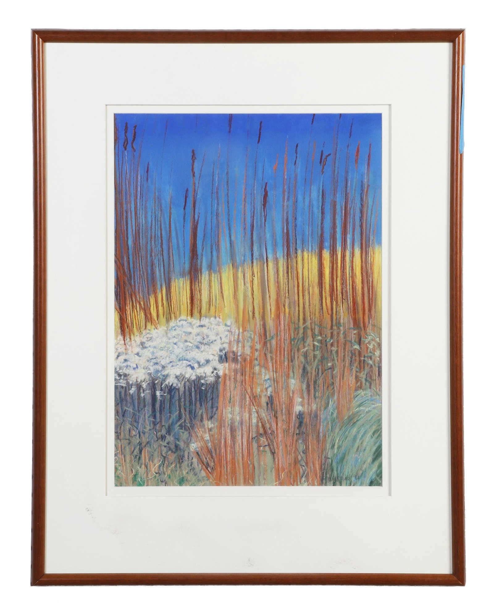 Baird, MM: MM Baird Pastel Botanical Work Pastel on paper. Scene of wild grasses and flowers. Signed and dated 88' lower right. Framed under glass. Image Height: 20 1/2 in, Image Width: 15 in, Framed Height: 31