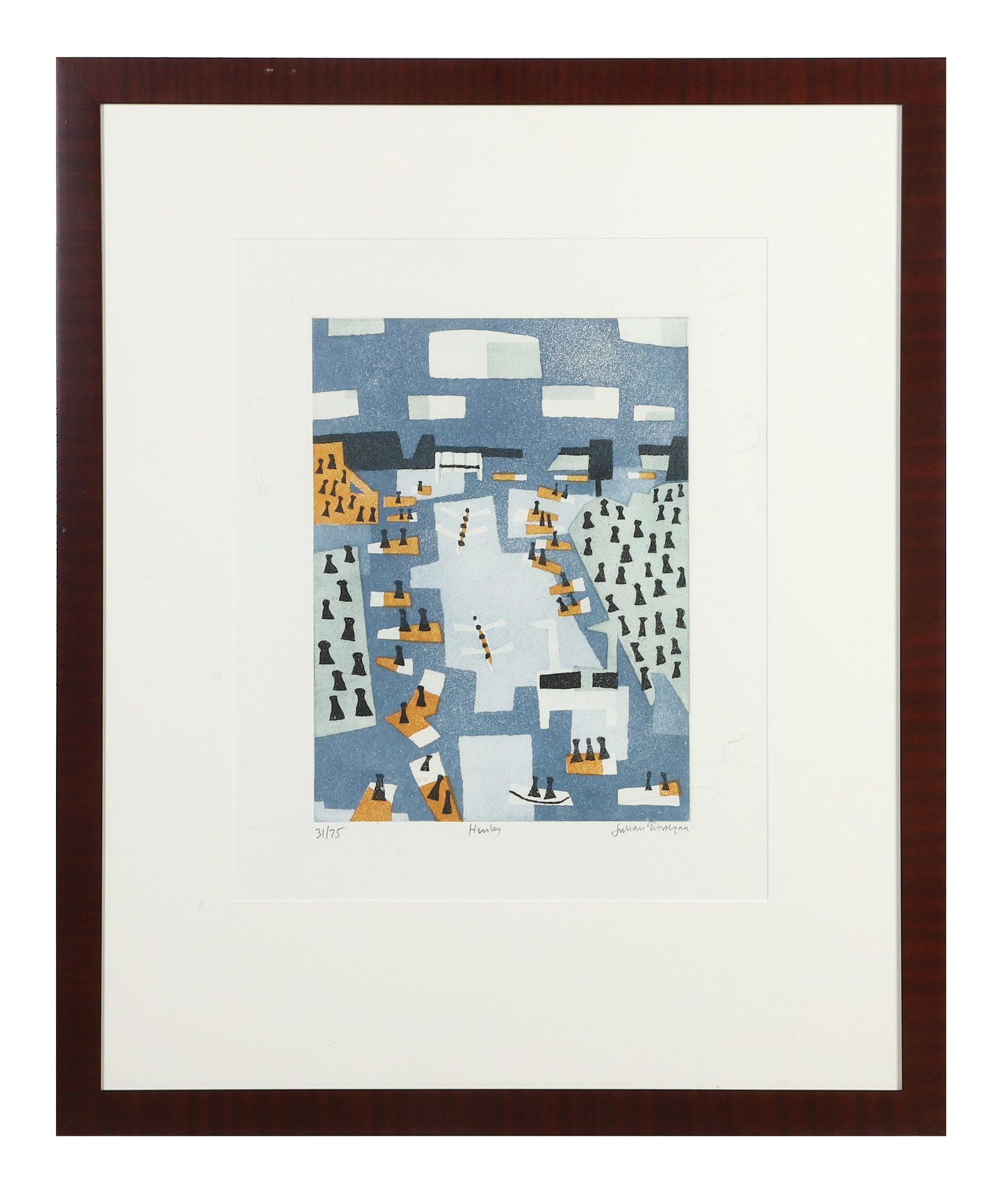 Trevelyan, Julian (British 1910-1988): Julian Trevelyan British 1910-1988 Henley, 1969 Lithograph Of an edition, numbered 31/75. Signed lower right. Framed under glass. Image Height: 18 3/8 in, Image Width: 13 3/4 in, Framed Height: 39