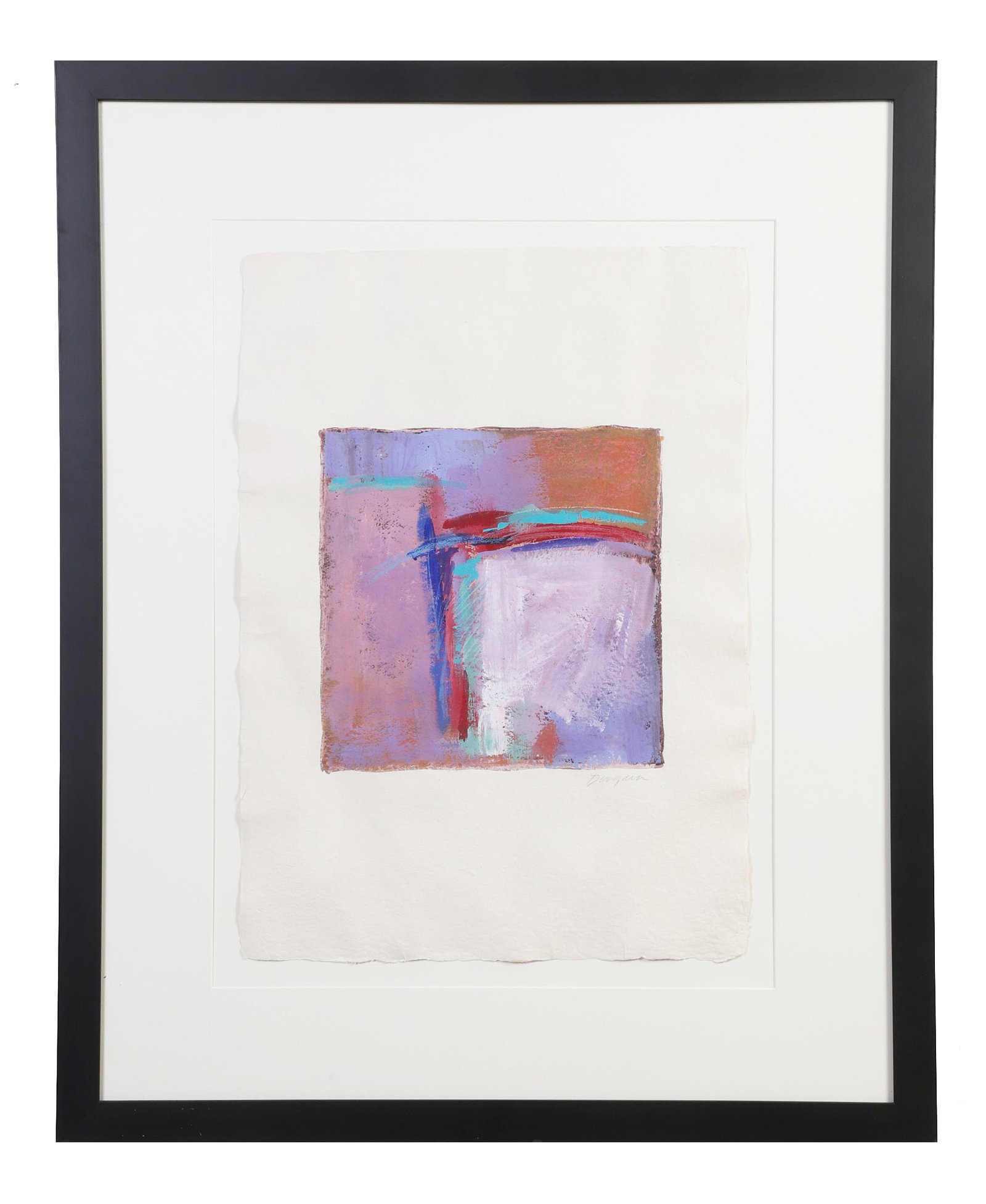 DerGara, Ann (American 20th C): Ann DerGara American 20th C Purple Haze II Monotype Signed lower right. Framed under glass. Image Height: 13 1/8 in, Image Width: 13 in, Framed Height: 41 in, Framed Width: 33 1/4 in, Framed Depth: 1
