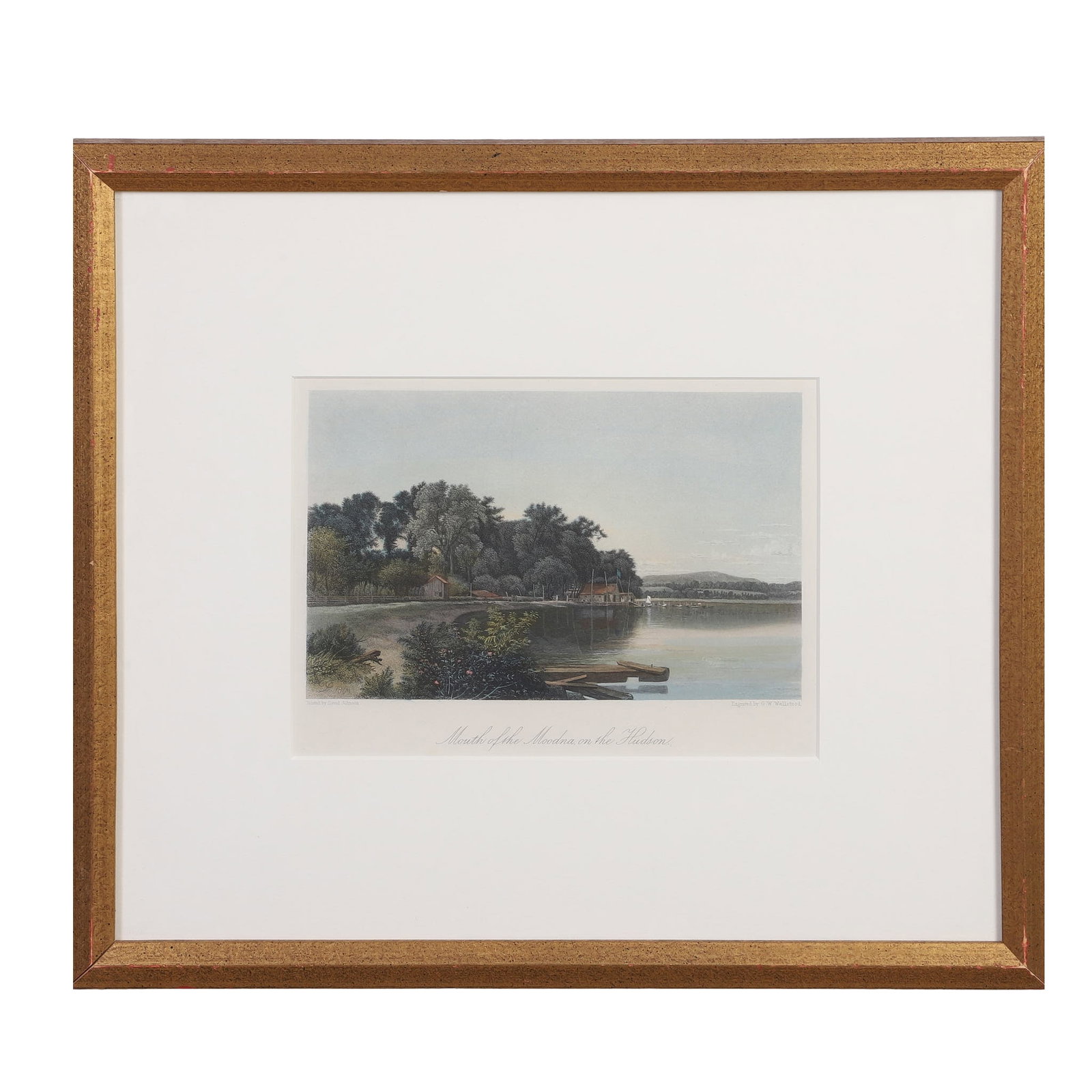 After David Johnson, Color Engraving: After David Johnson, Color Engraving "Mouth of The Moodna on The Hudson." Framed under glass. Image Height: 6.25 in, Image Width: 8.5 in, Framed Height: 14 in, Framed Width: 16 in
