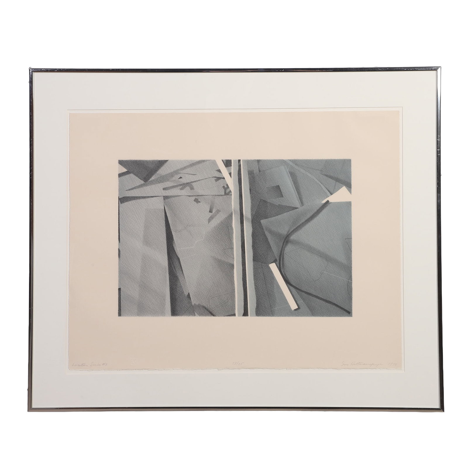 Hettmansperger, Sue (American 20th C): Sue Hettmansperger American 20th C Location Series #3 Lithograph. Of an dition, numbered 23/25. Framed under glass. Pencil signed. Image Height: 12 in, Image Width: 17 in, Framed Height: 25 in,