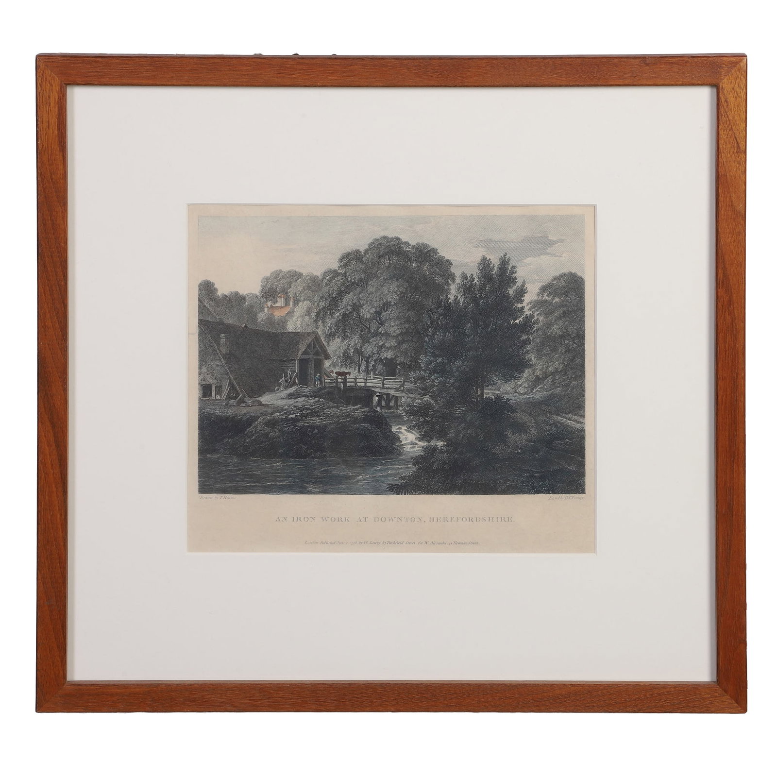 After Thomas Hearne, Colored Etching: After Thomas Hearne, Colored Etching "Iron Work at Downton, Herefordshire." Published by W. Lowry, 1798. Etched by BT Pouncy. Image Height: 6.25 in, Image Width: 8.5 in, Framed Height: 14 in, Framed