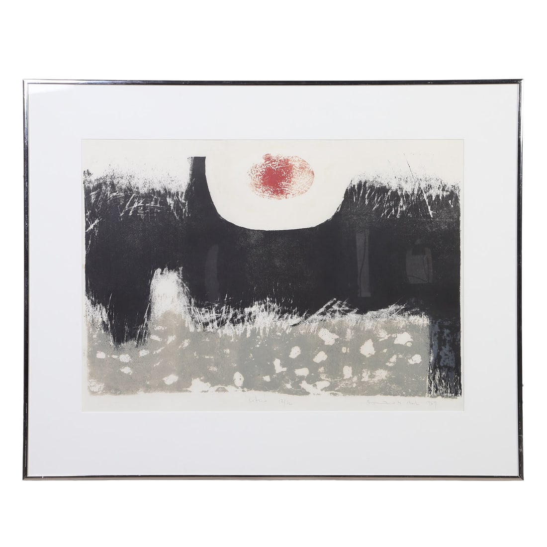 Bak, Bronislaw M. (American 1922-1981): Bronislaw M. Bak American 1922-1981 Citui Lithograph Abstract landscape. Of an edition 12/12. Signed and dated 1969. Image Height: 14 1/2 in, Image Width: 23 in, Framed Height: 24 5/8 in, Framed