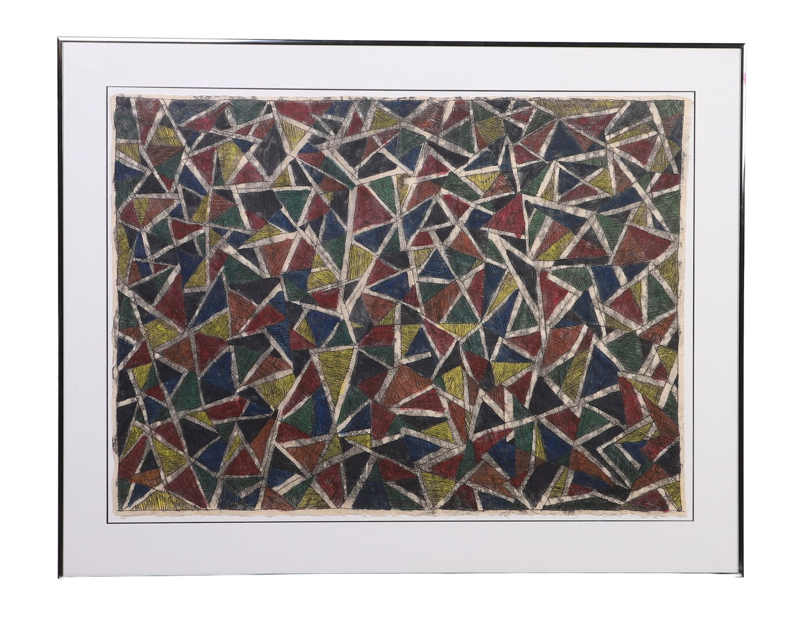 Hooper, Melvinita (American 20th C): Melvinita Hooper American 20th C #11, 1984 Monoprint with casein on paper. Framed under glass. Pencil signed. Image Height: 25 in, Image Width: 34 in, Framed Height: 31 7/8 in, Framed Height: 40 1/8