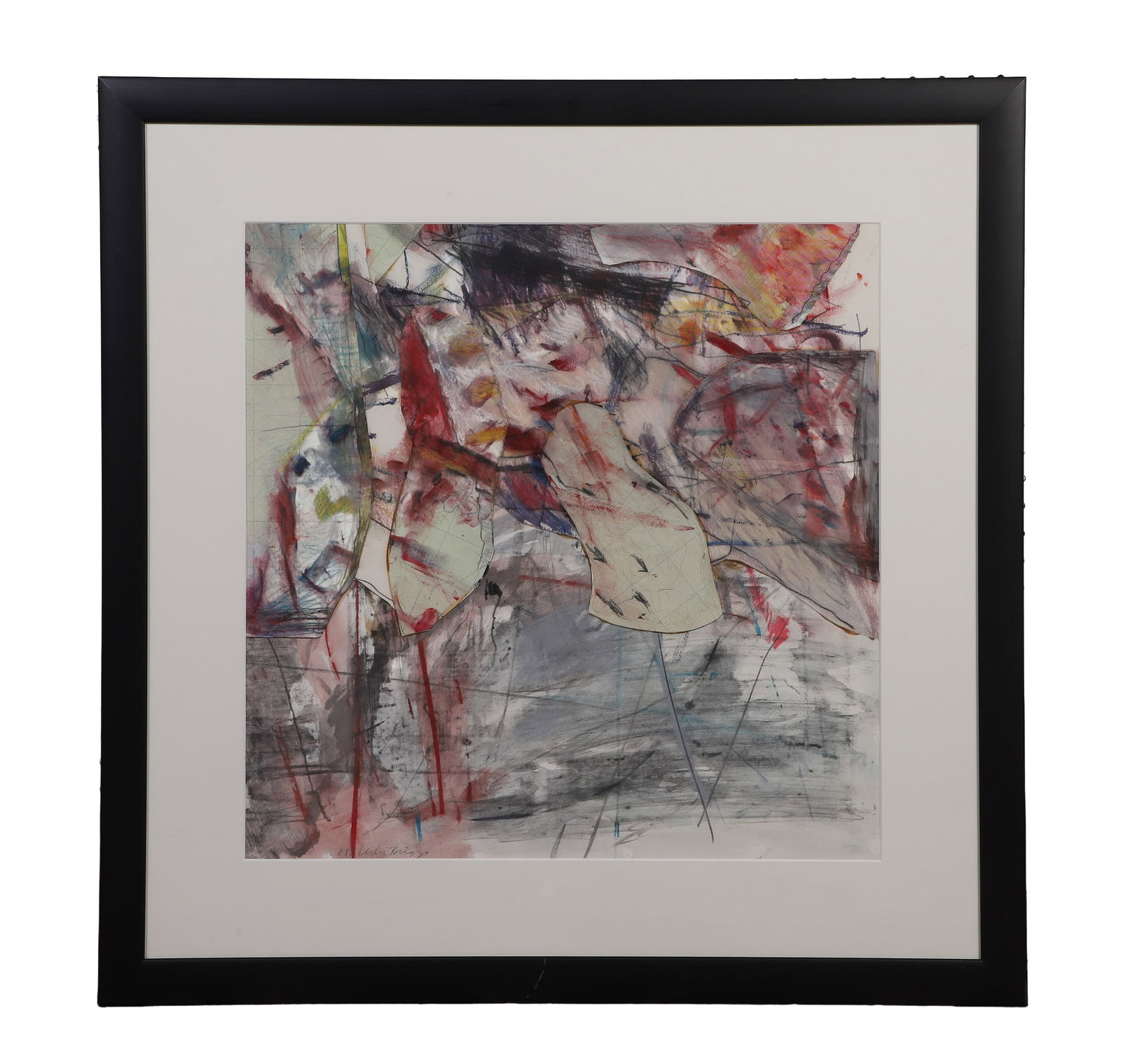 Briggs, Vicki (20th C.): Vicki Briggs 20th C. Uncharted Crayon on paper. Dated '81 and signed lower left. Framed under glass. Image Height: 22 in, Image Width: 22 in, Framed Height: 28 in, Framed Width: 27 in