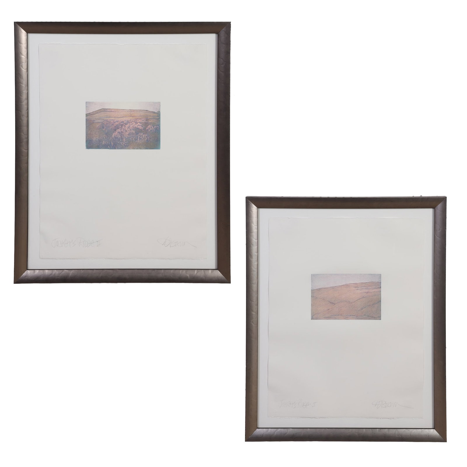 Byrum, Don (American 20th C): Don Byrum American 20th C Jockey's Ridge I and II Lithograph Pair of Handcolored lithographs. Framed. Image Height: 6 in, Image Width: 8 7/8 in, Framed Height: 31 1/4 in, Framed Width: 25 1/4 in