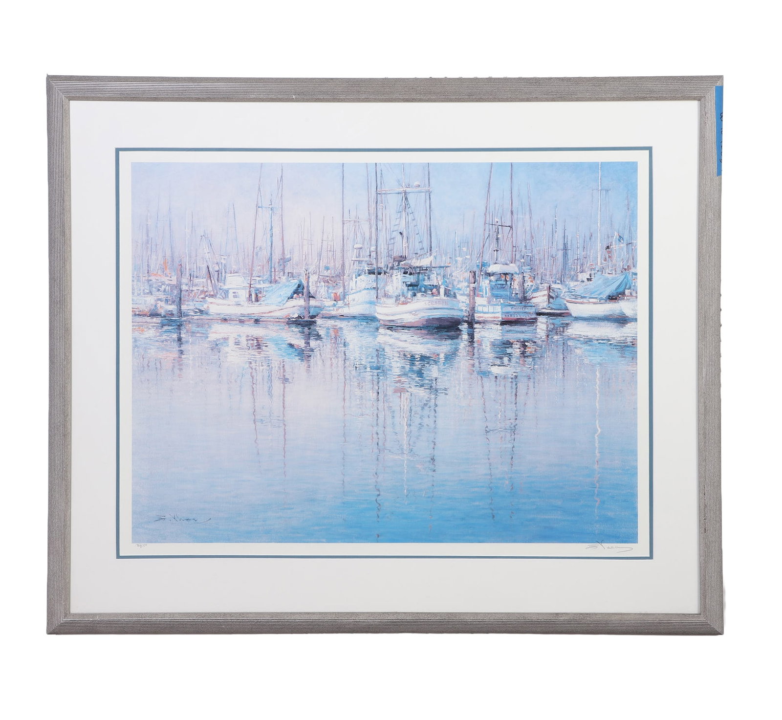 Yuen, Chi-Leung (Chinese b. 1939): Chi-Leung Yuen Chinese b. 1939 Boat Harbor Lithograph Serene harbor scene. Of an edition 76/550. Signed lower left. Image Height: 26 1/2 in, Image Width: 34 1/2 in, Framed Height: 36 1/2 in, Framed Wi
