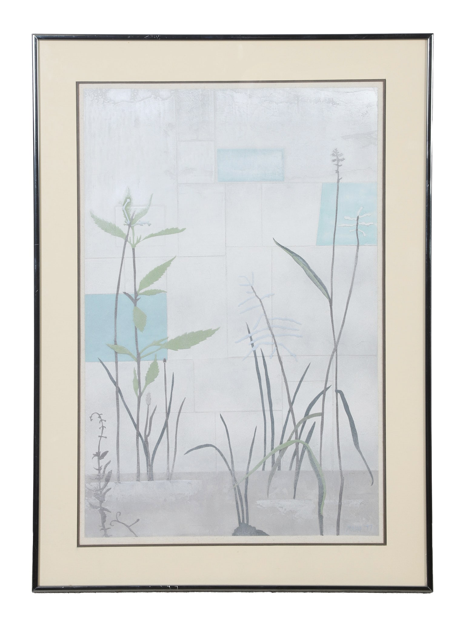 Mahy, Gordon (American 1932-1998): Gordon Mahy American 1932-1998 Water Grasses, 1977 Lithograph. Signed. Framed under glass. Image Height: 22 1/2 in, Image Height: 15 in, Framed Height: 28 1/4 in, Framed Width: 20 1/4 in