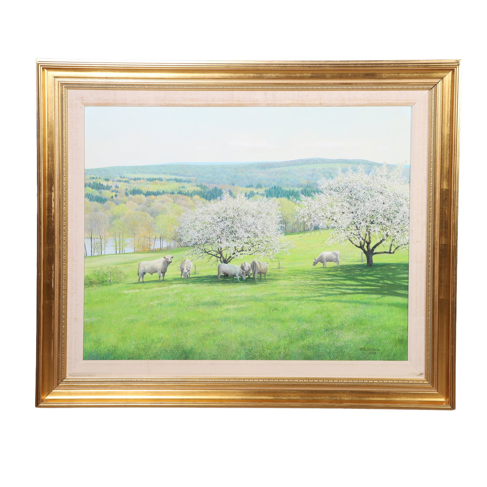 Baldwin, William (American 20th/21st): William Baldwin American 20th/21st Spring, Appleton Oil on board. 1994. Bearing label for The Pine Tree Shop and Bay View Gallery, Camden, ME, on reverse. H: 27 in, W: 34 in