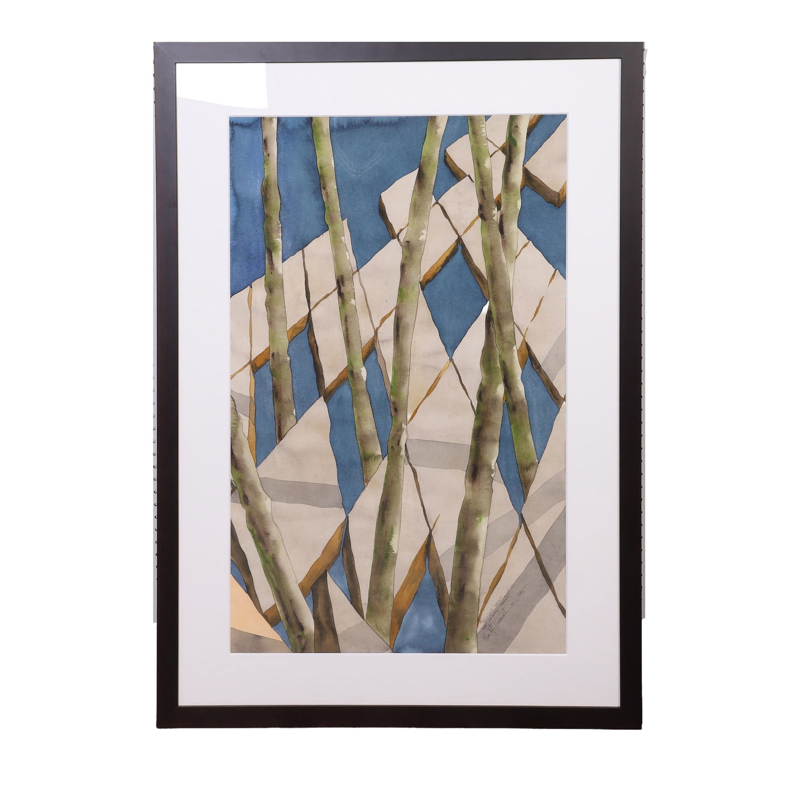 Artist, Unkown: Unkown Artist Finger Paint, The Human Touch, 1985 Watercolor Large scale composition. Framed under glass. Inscibed and signed illegibly Image Height: 40 1/4 in, Image Width: 25 in, Framed Height: 50