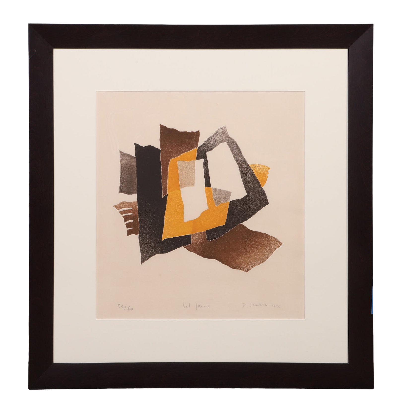 Jannin-Oms, Patrick (French b. 1944): Patrick Jannin-Oms French b. 1944 Val Jaune Aquatint Numbered 34/60. Framed under glass. Pencil signed. Image Height: 14 in, Image Width: 16 in, Framed Height: 32 3/4 in, Framed Width: 30 7/8 in,