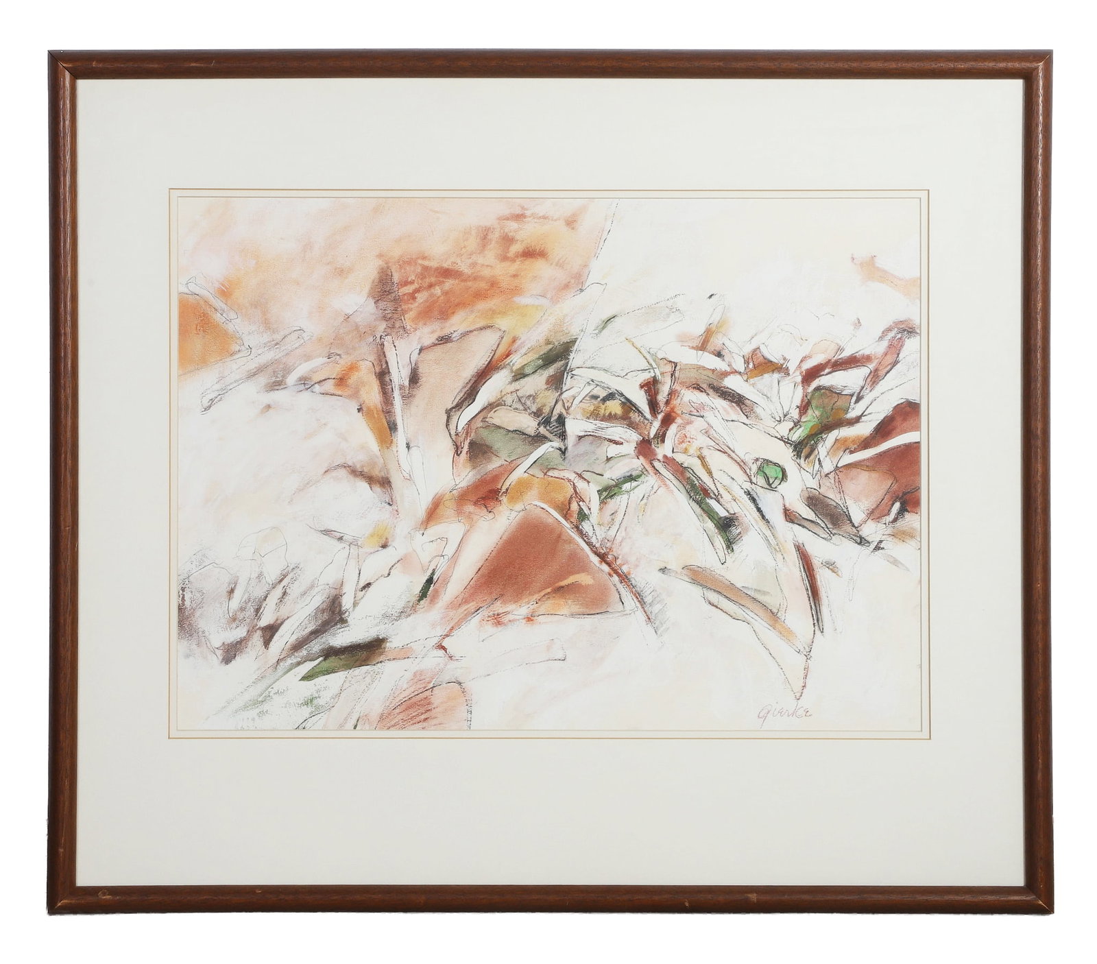 Gierke, Sandra (American 20th C): Sandra Gierke American 20th C Landscape Drawing 1 Mixed Media. Framed under glass Image Height: 17 in, Image Width: 23.5 in, Framed Height: 27 in, Framed Width: 31.5 in