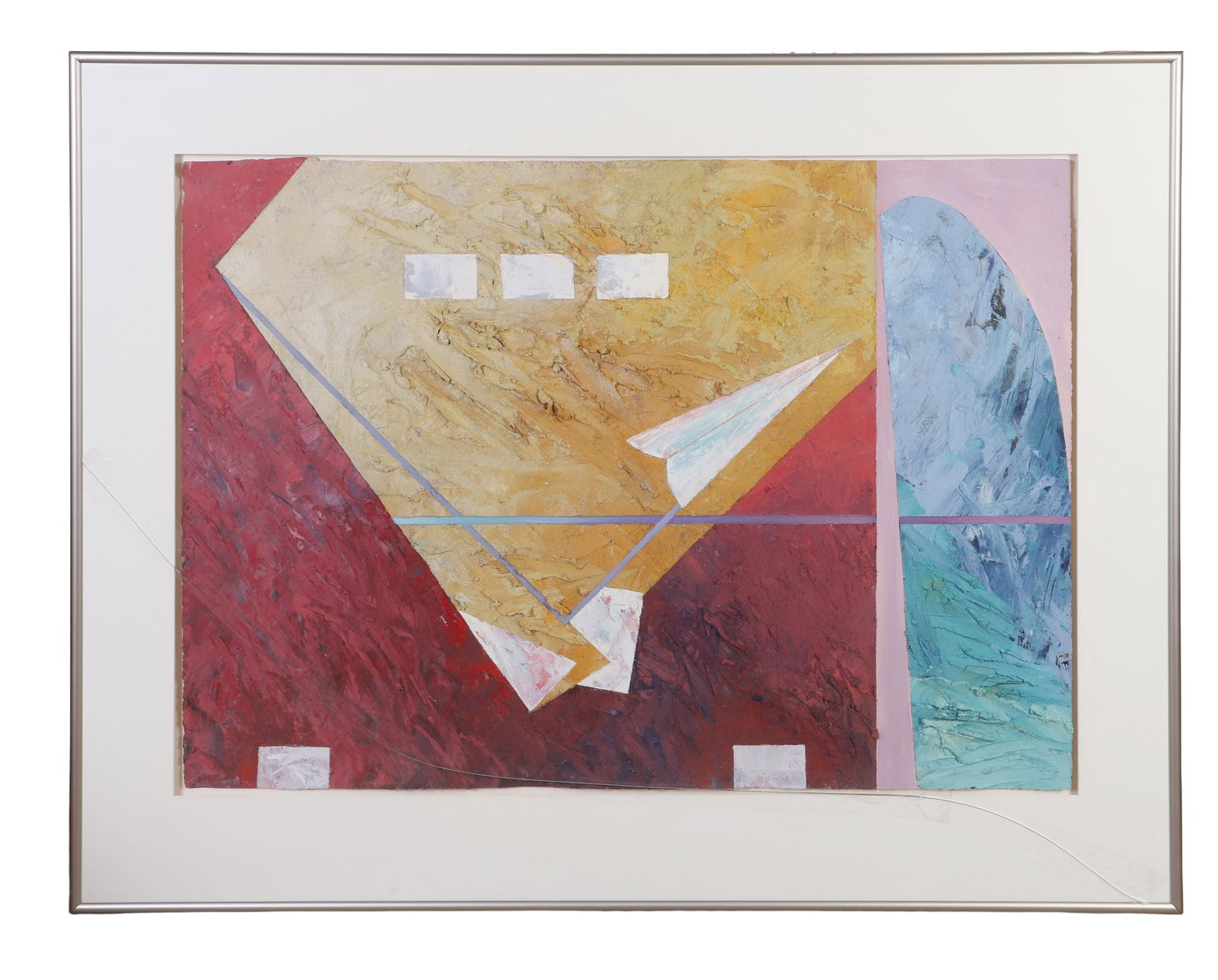 Braitman, Andrew (American 20th C): Andrew Braitman American 20th C Untitled (Abstract Composition) Oil and mixed media on paper. Framed under glass. H: 29.25 in, W: 41.5 in