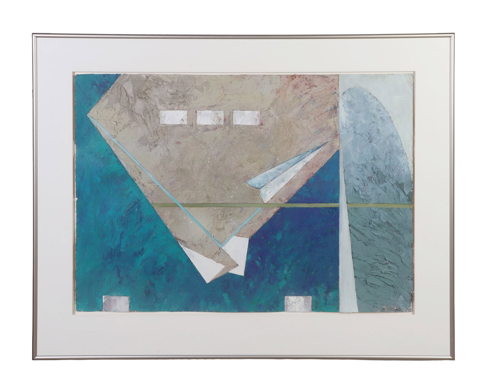 Braitman, Andrew (American 20th C): Andrew Braitman American 20th C Untitled Oil and Mixed Media on paper Textured, layered composition abstract painting H: 29.25 in, W: 41.5 in