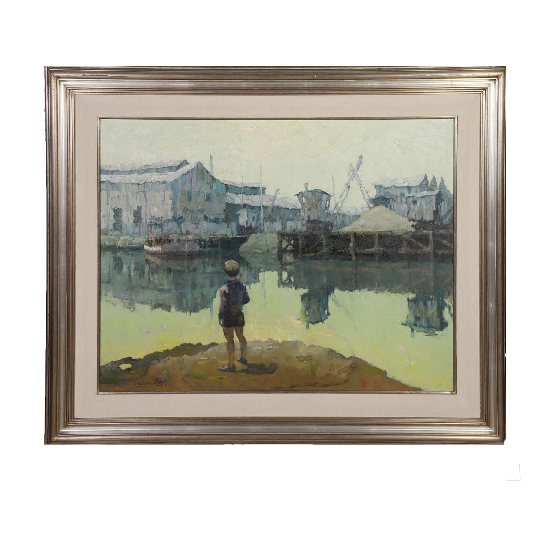 Vaz, Oscar Antonio (Argentina 1909-1987): Oscar Antonio Vaz Argentina 1909-1987 Rincon Arenero, Sandbox Corner Oil on board Signed lower left and inscribed on reverse. 27" H x 35" W, sight. 38" H x 46" W, frame.