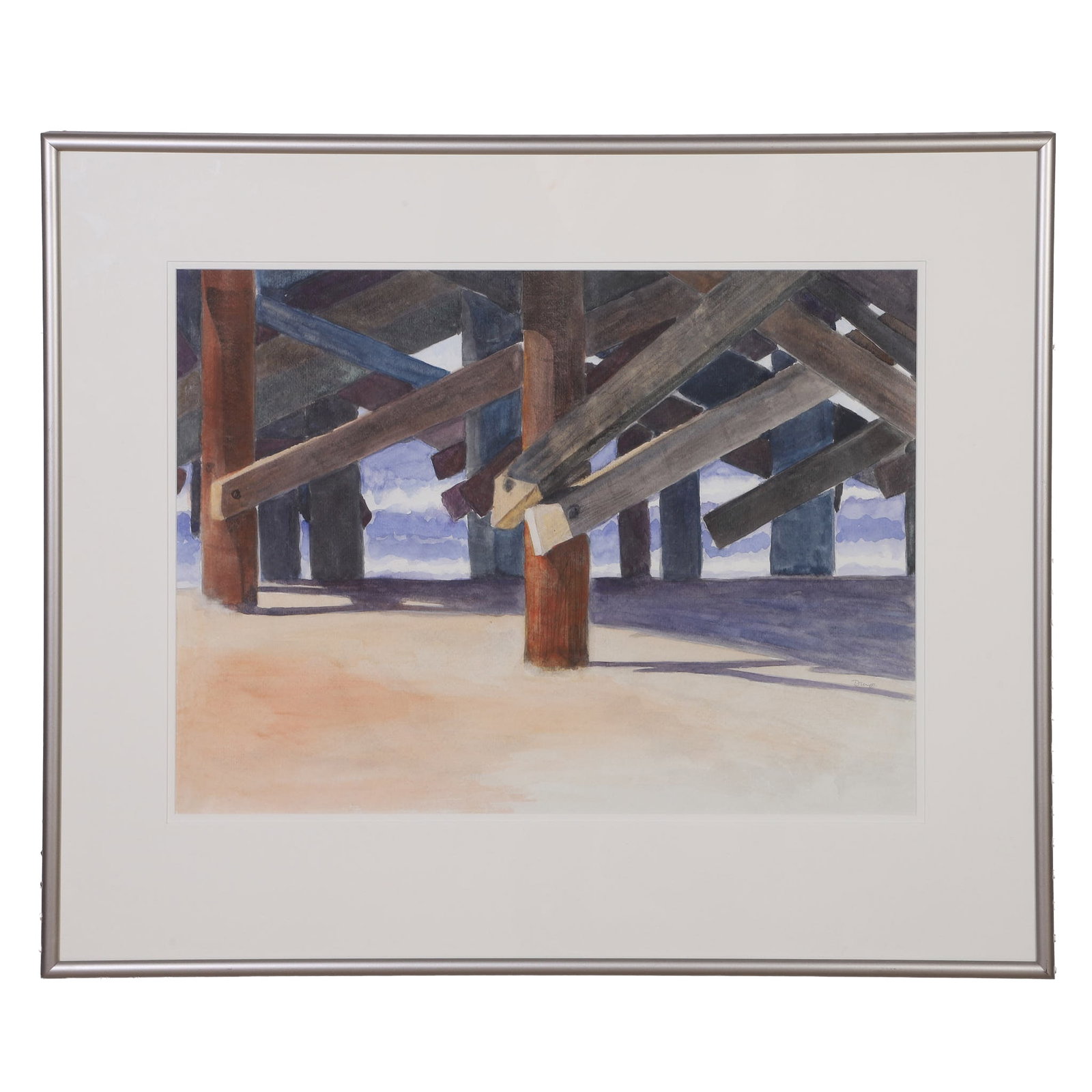 Unknown: Unknown Untitled Watercolor Image Height: 17 in, Image Width: 23 in, Framed Height: 86 1/2 in, Framed Width: 31 1/2 in