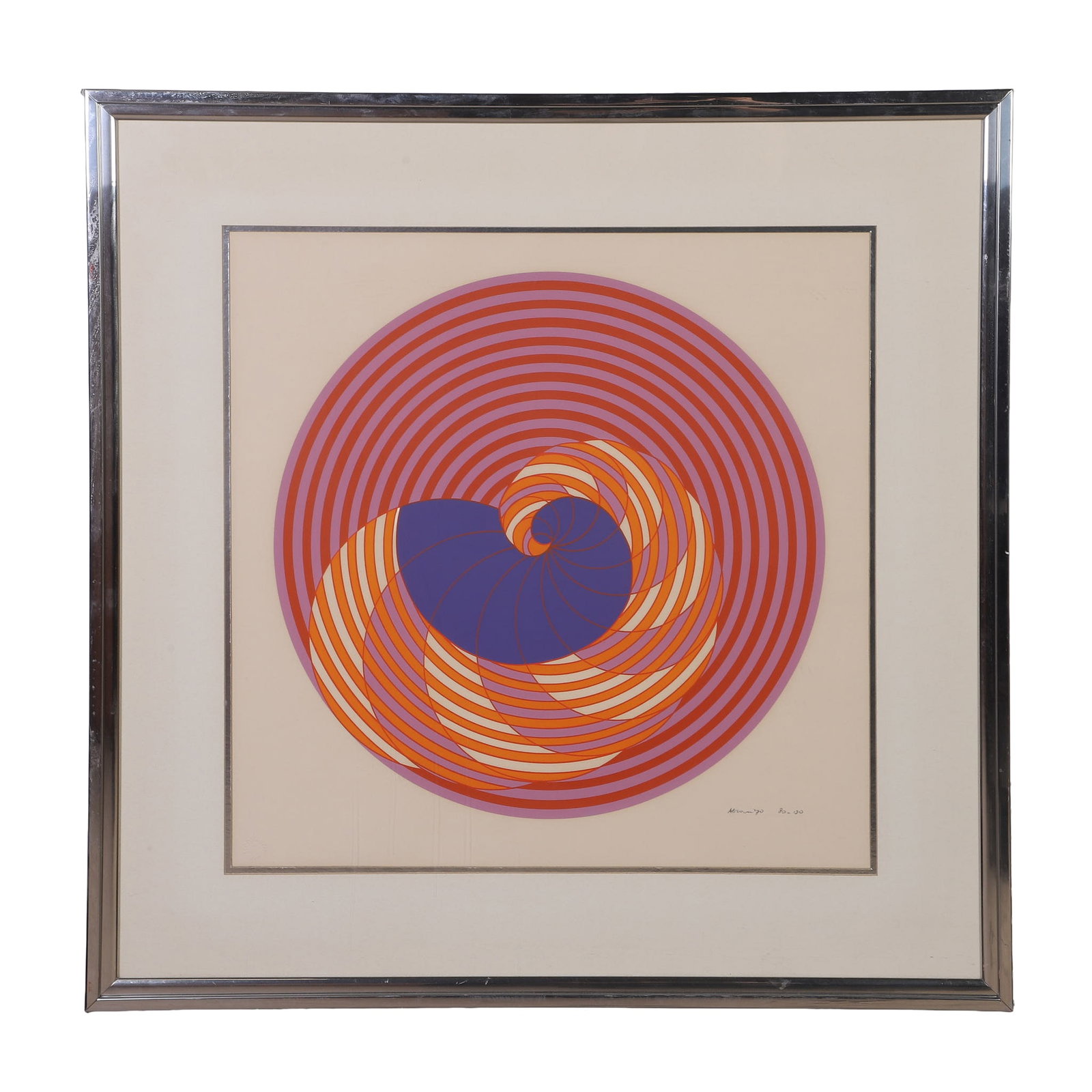 Abram, Ronald (American 1938-1999): Ronald Abram American 1938-1999 Infinitesmal Serigraph Op-Art style abstract. Of an edition 80/130. 23.5" H x 23.5" W, sight. 34" square frame.