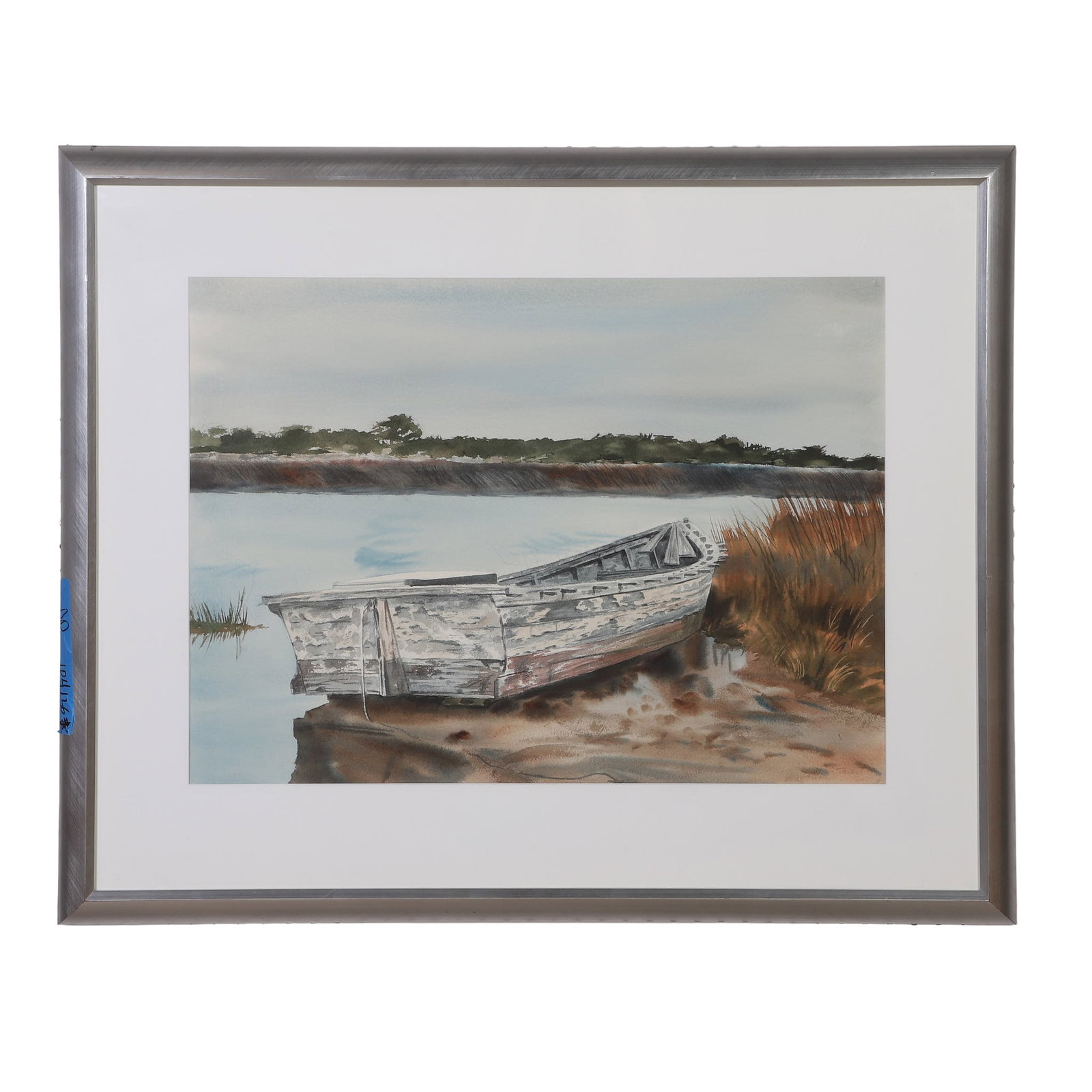 Regionalist Watercolor,: Regionalist Watercolor, A Marsh Landing Unknown artist. Unsigned. 21" H x 28.5" W, sight. 32.5" H x 39.5" W, frame.