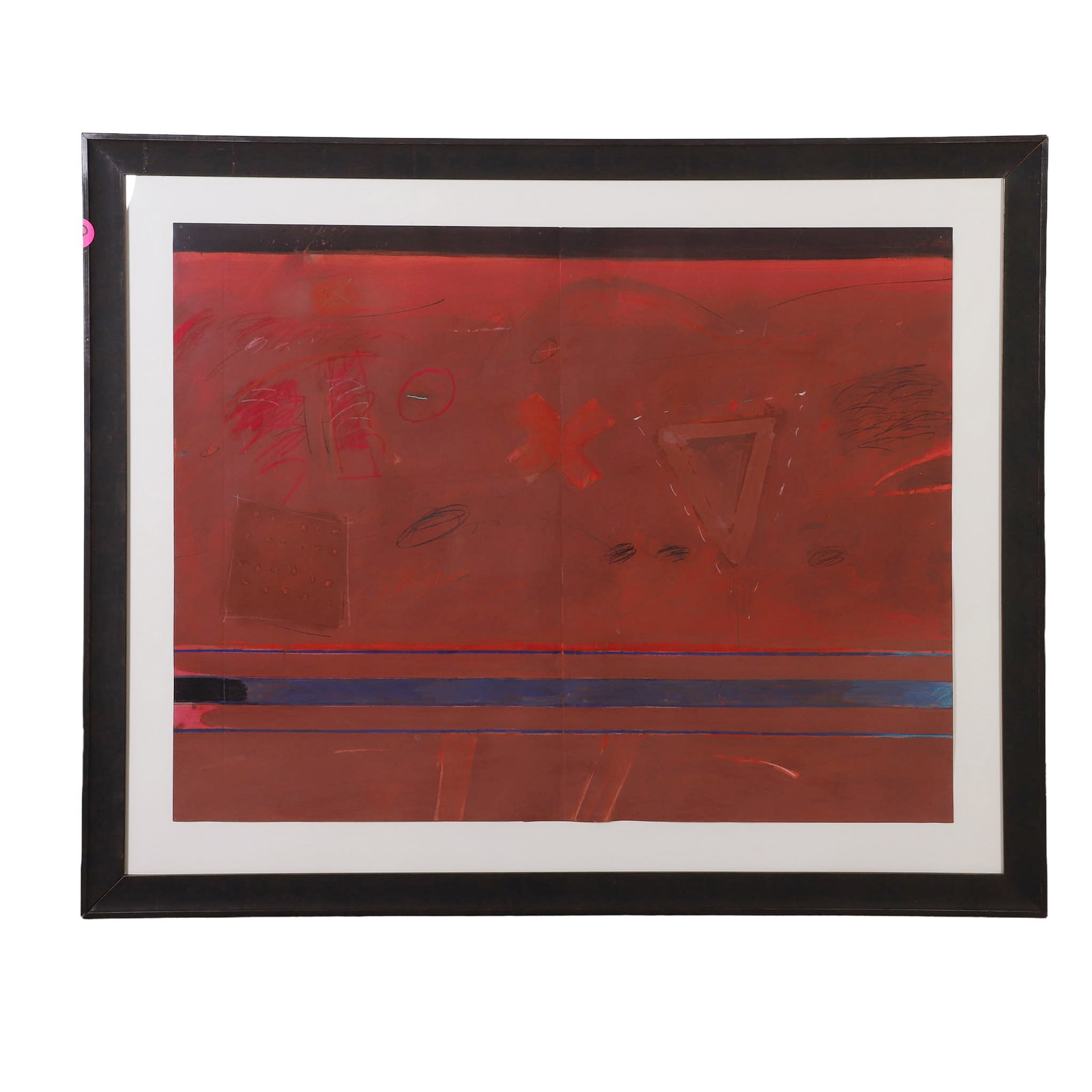 Falkner, Avery (American b. 1940): Avery Falkner American b. 1940 Prime Time, 1979 Oil Pastel on paper. Large scale Modernist Abstract composition. Framed under glass. Signed. Bio label affixed on obverse. Framed Height: 64 in, Framed