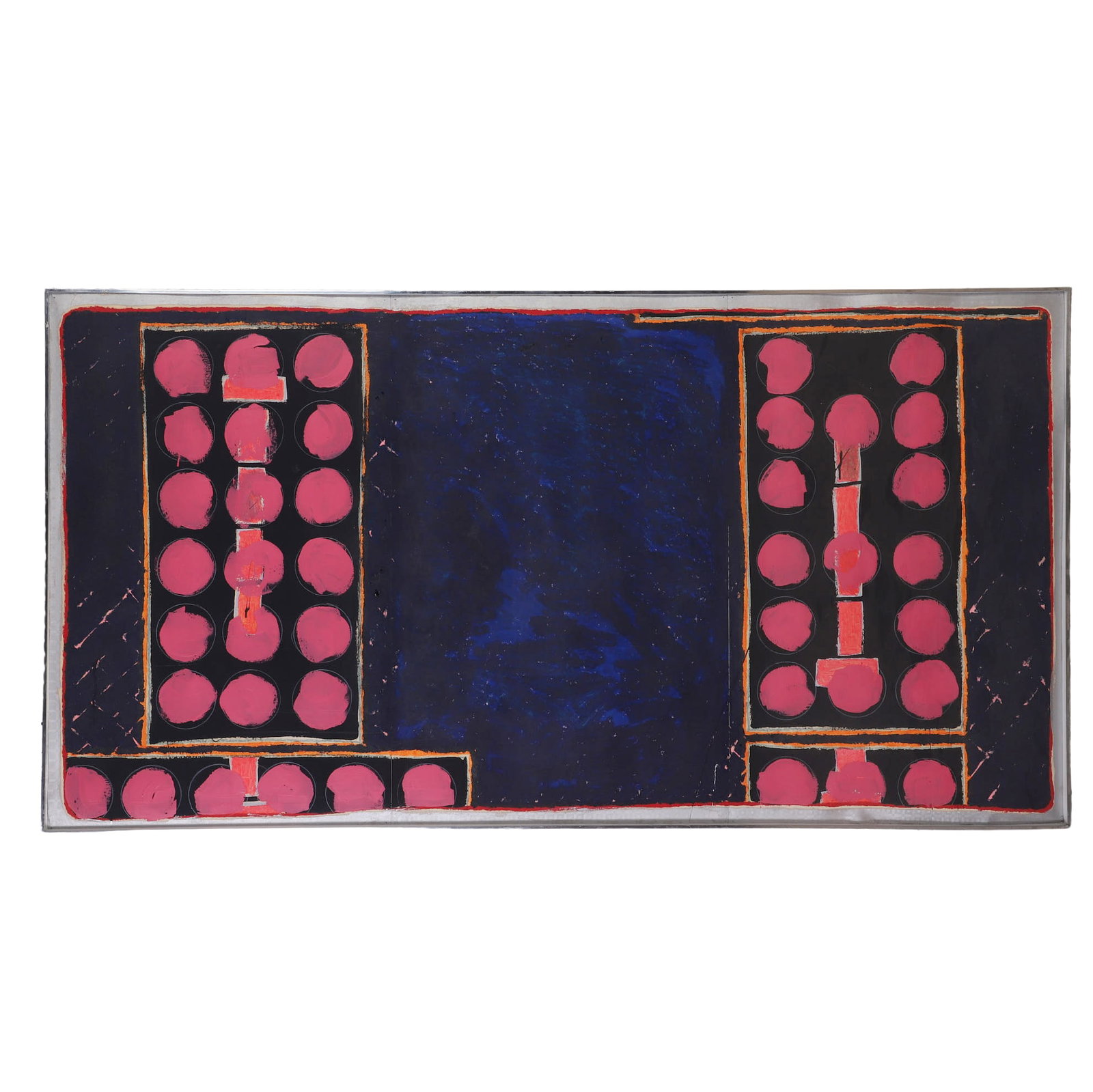 Pawlak, Brian: Brian Pawlak Domino #55 Paintstick and Acrylic on Paper Plexiglas box frame. Image Height: 38 3/8 in, Image Width: 72 3/4 in, Framed Height: 38 1/2 in, Framed Width: 72 3/4 in, Framed Depth: 1 1/2 in
