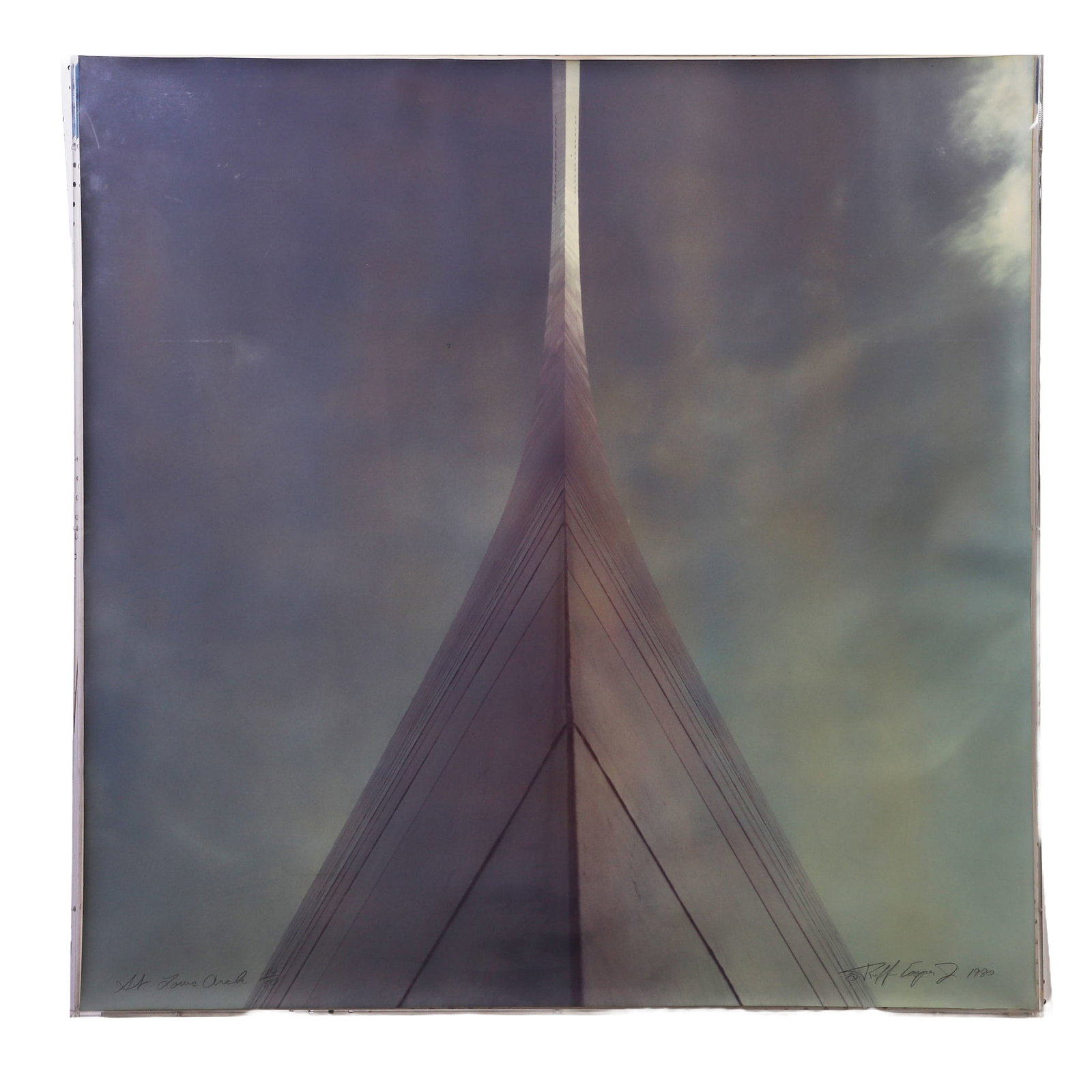 Cooper, Jr., Ruffin (American b. 1942): Ruffin Cooper, Jr. American b. 1942 St. Louis Arch, "Sky Series", 1980 C-print, photograph. Large format photogrph print. In an edition, numbered 14/50. Plexiglas box frame. Image Height: 48 in,