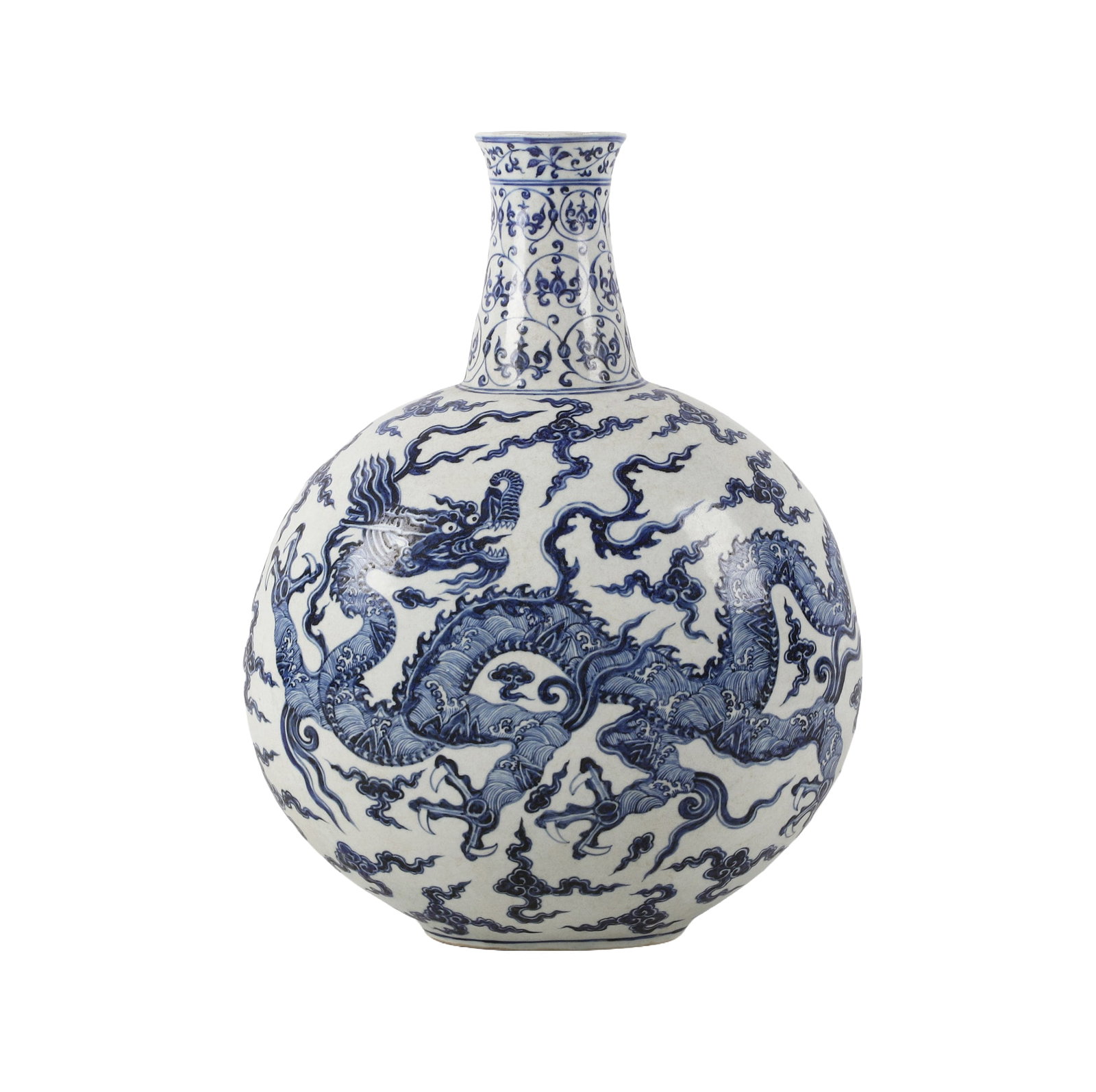 Chinese Blue and White Dragon Bottle Vase (1 of 7)