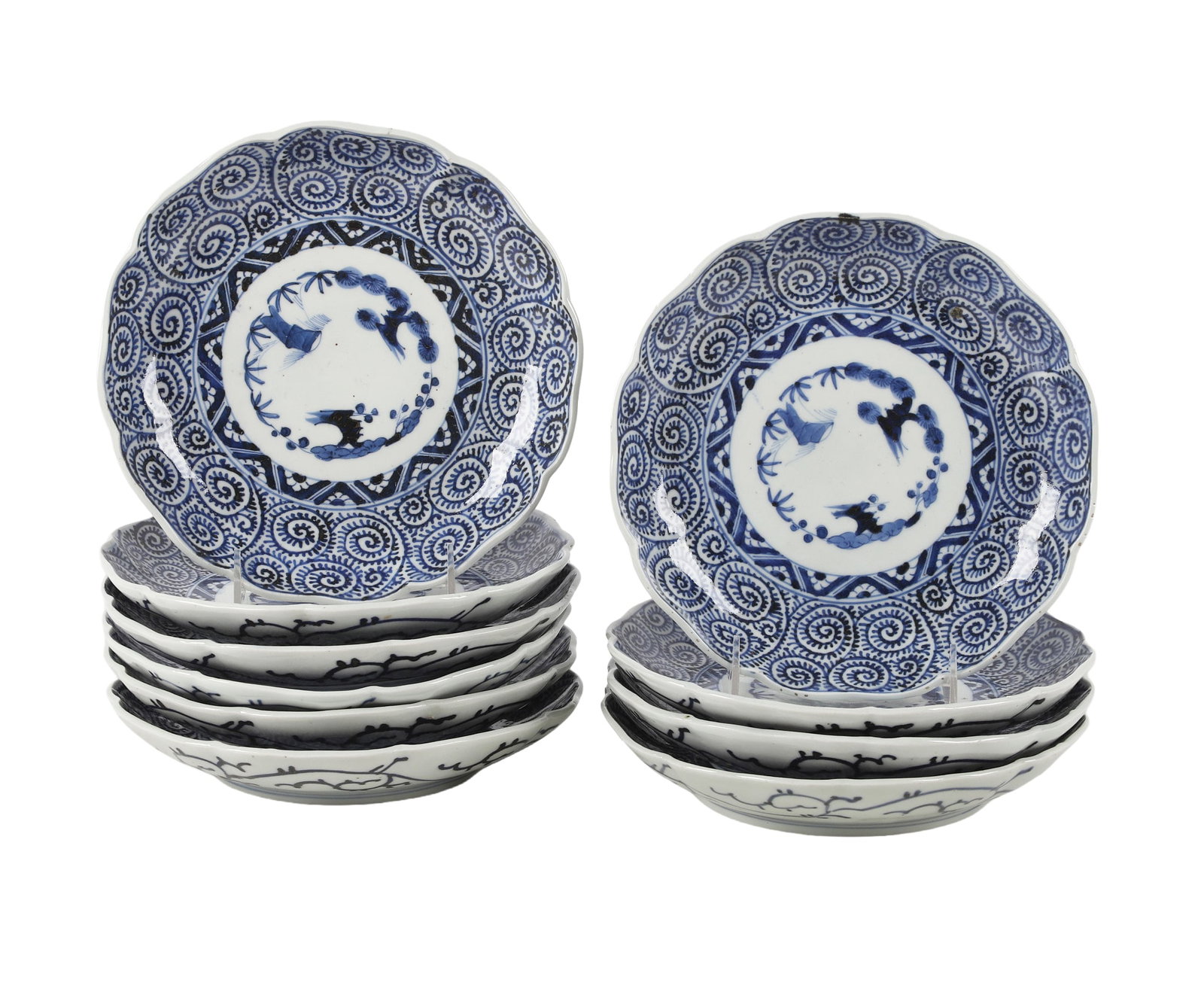(10) 18th c. Imari Shochikubai-mon/Tako Karakusa Plates (1 of 8)
