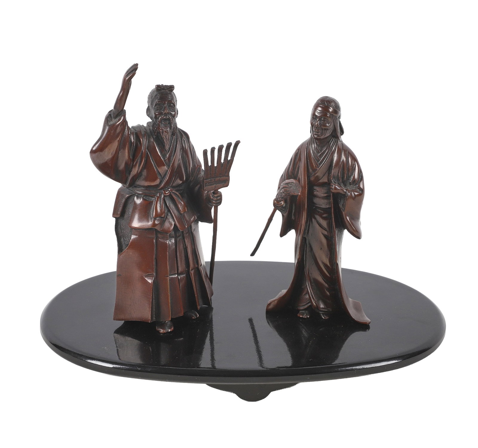Japanese 'Takasago - The Happy Couple' Jo and Uba Bronze Statues (1 of 11)